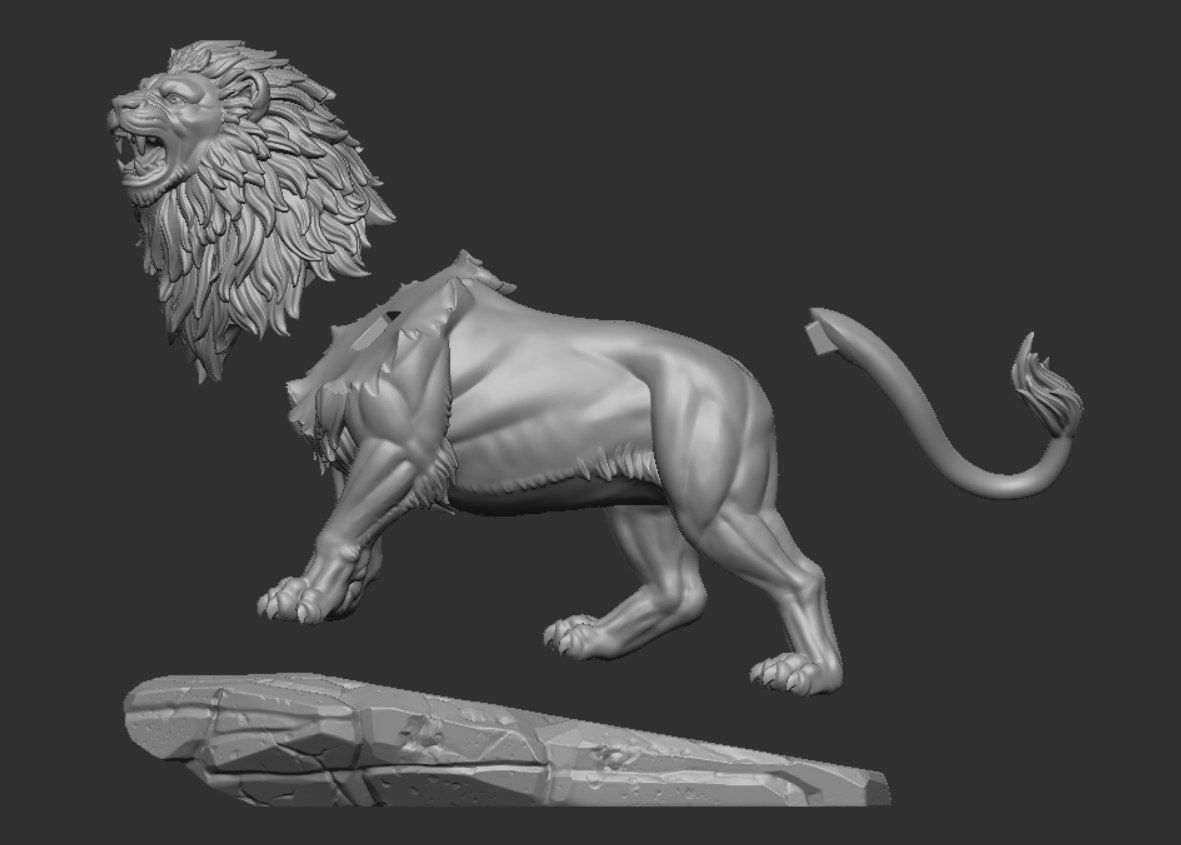 Growling Lion 3D print model_13