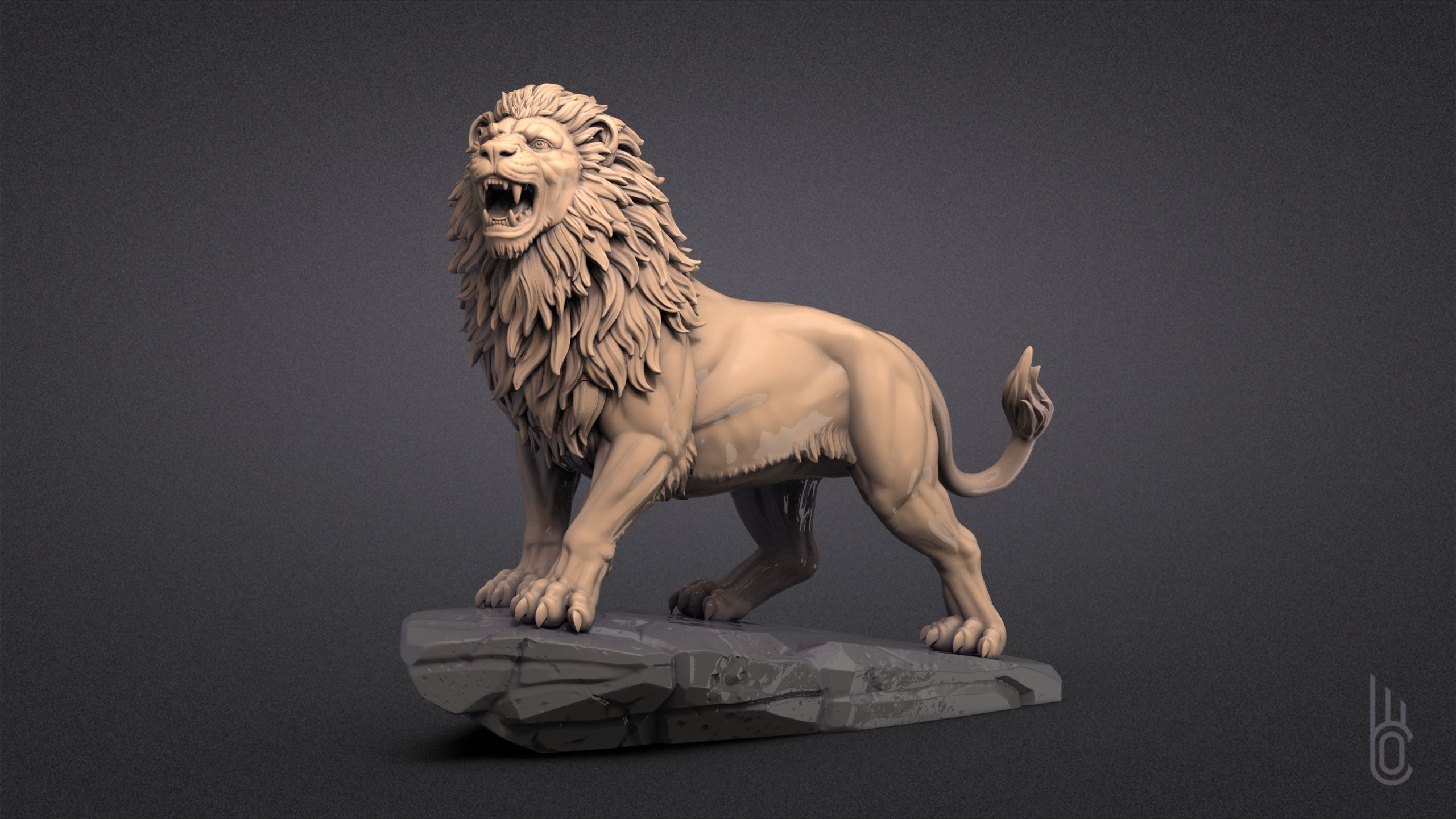 Growling Lion 3D print model_10