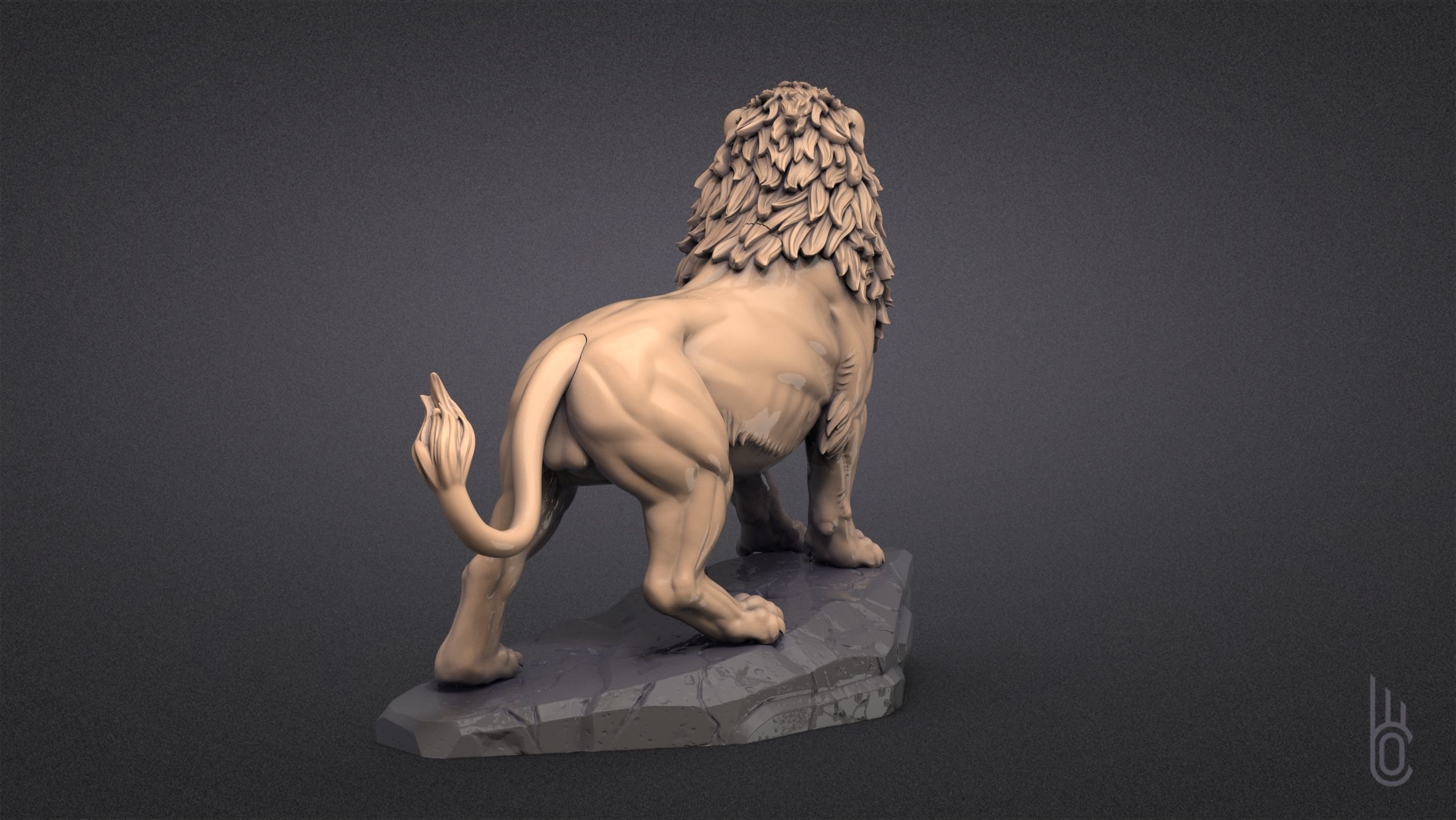 Growling Lion 3D print model_5