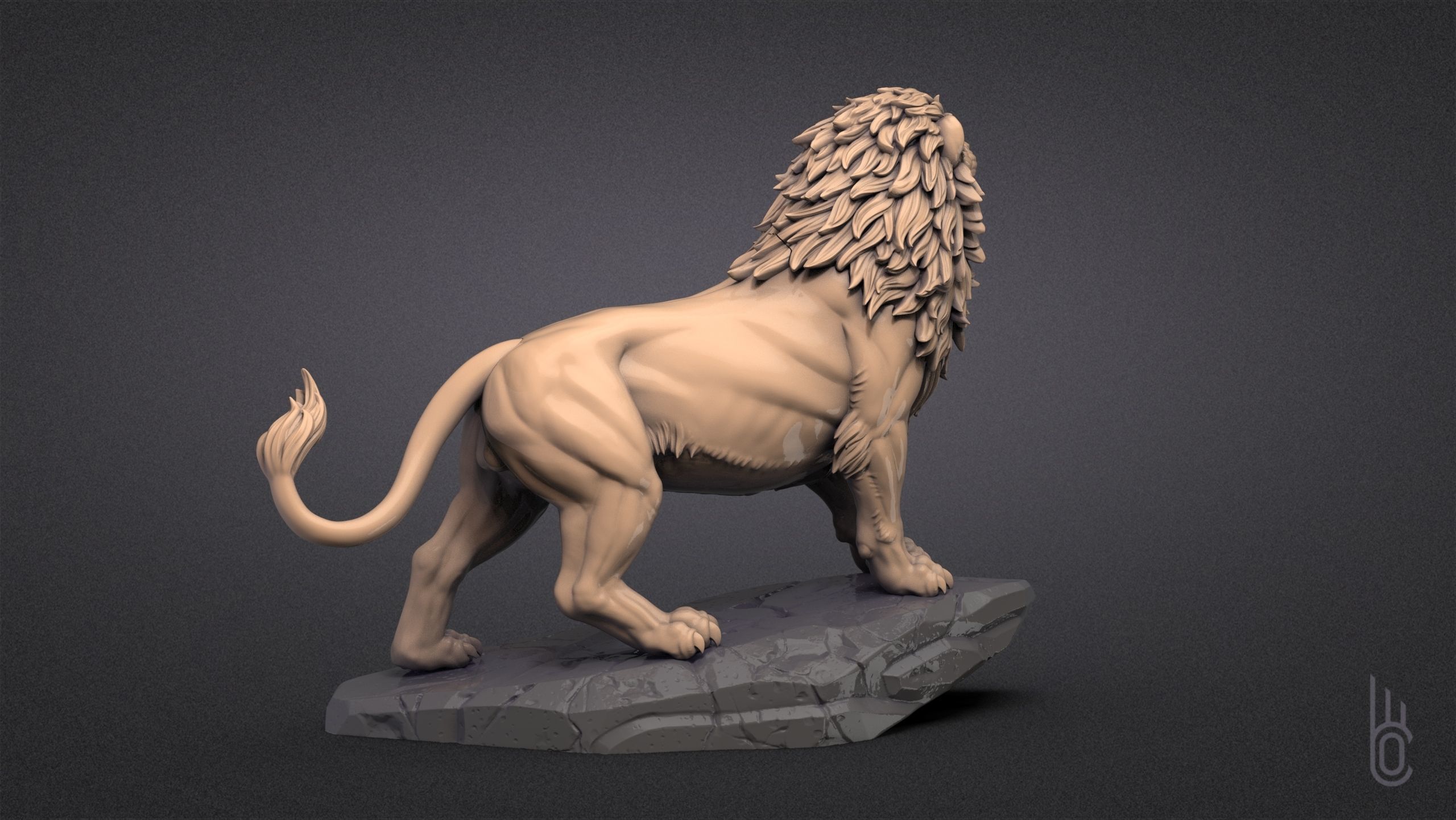 Growling Lion 3D print model_6