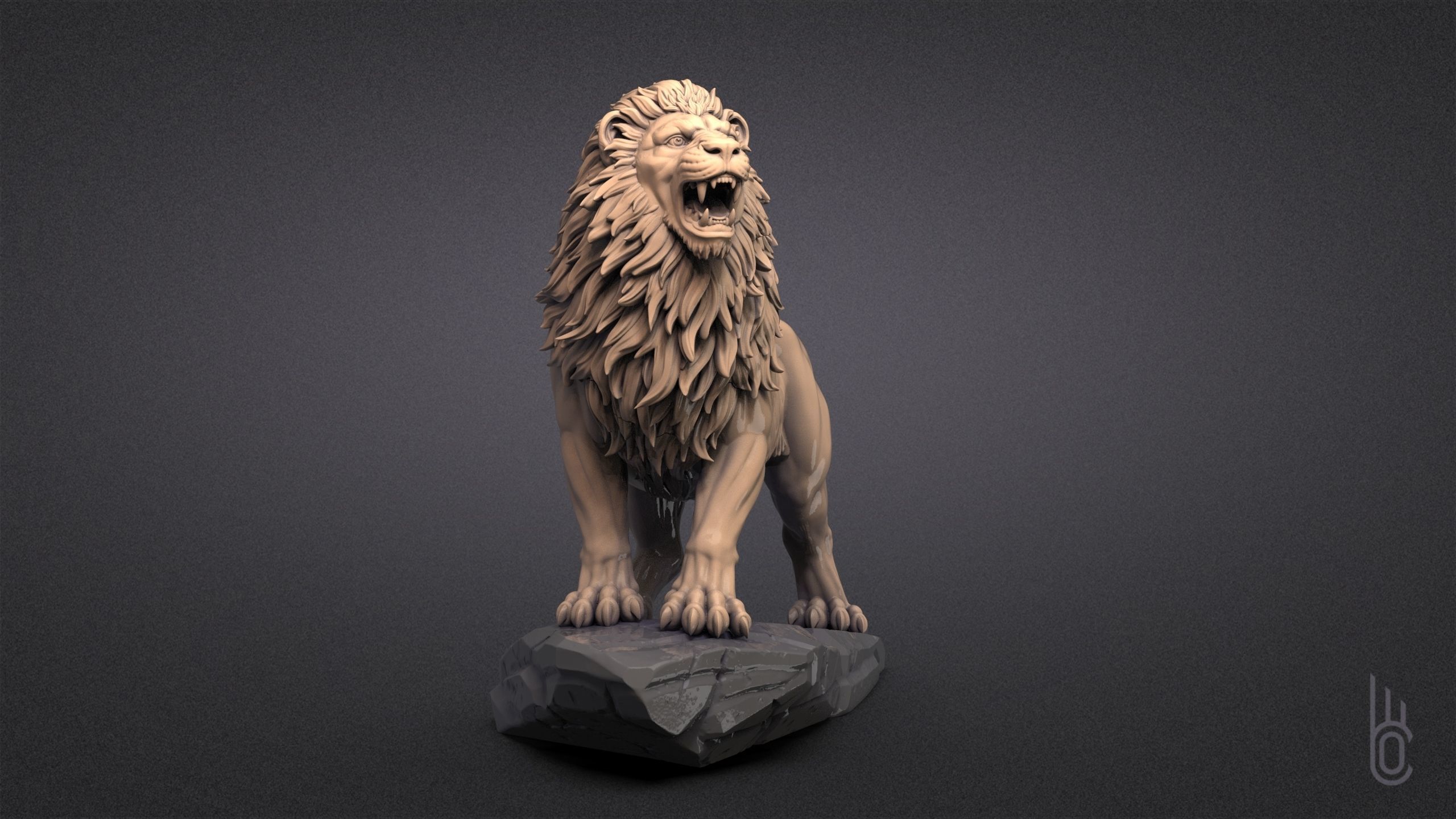 Growling Lion 3D print model_8