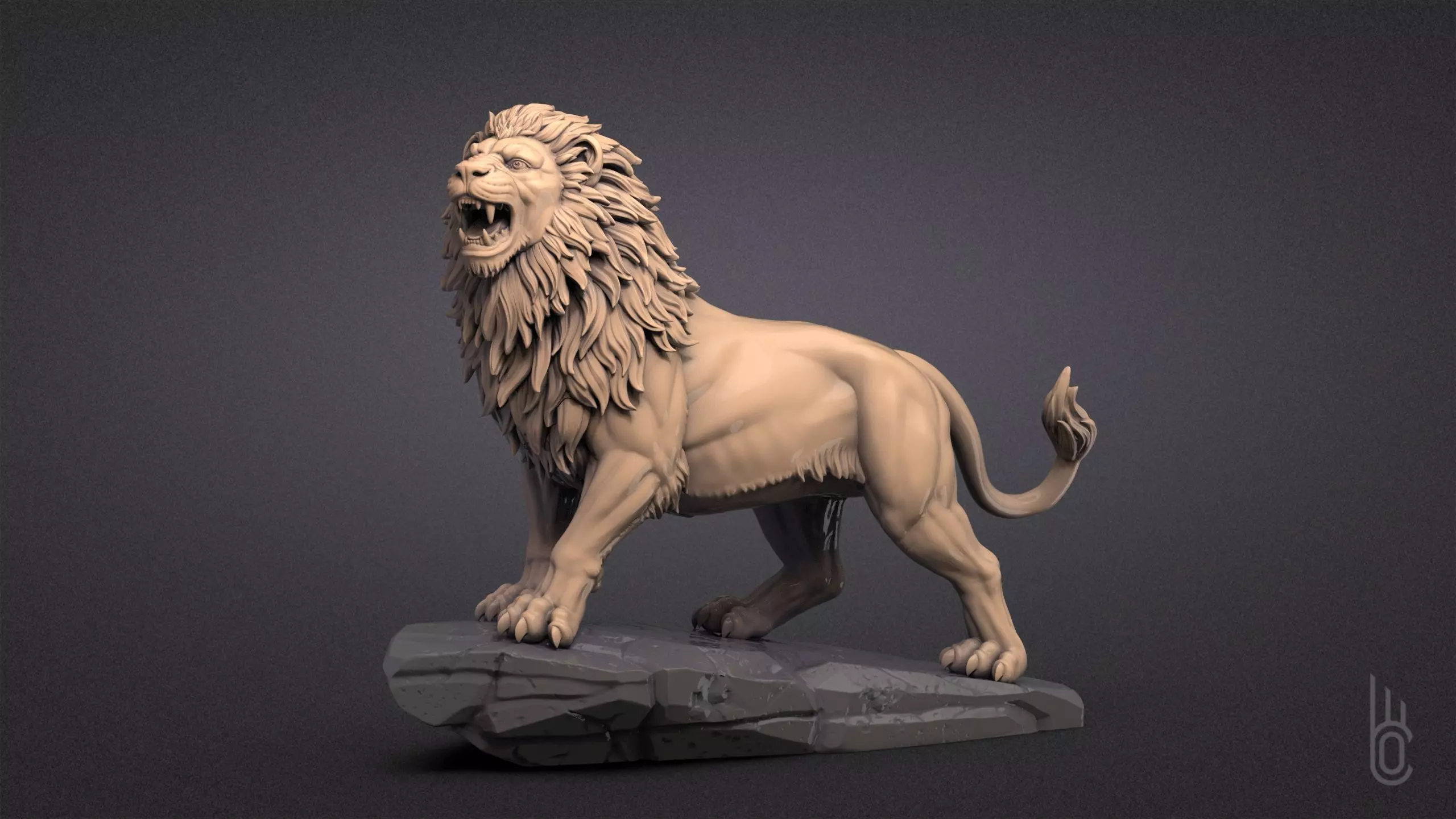 Growling Lion 3D print model_0