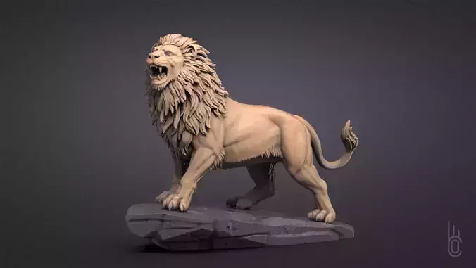Growling Lion 3D print model