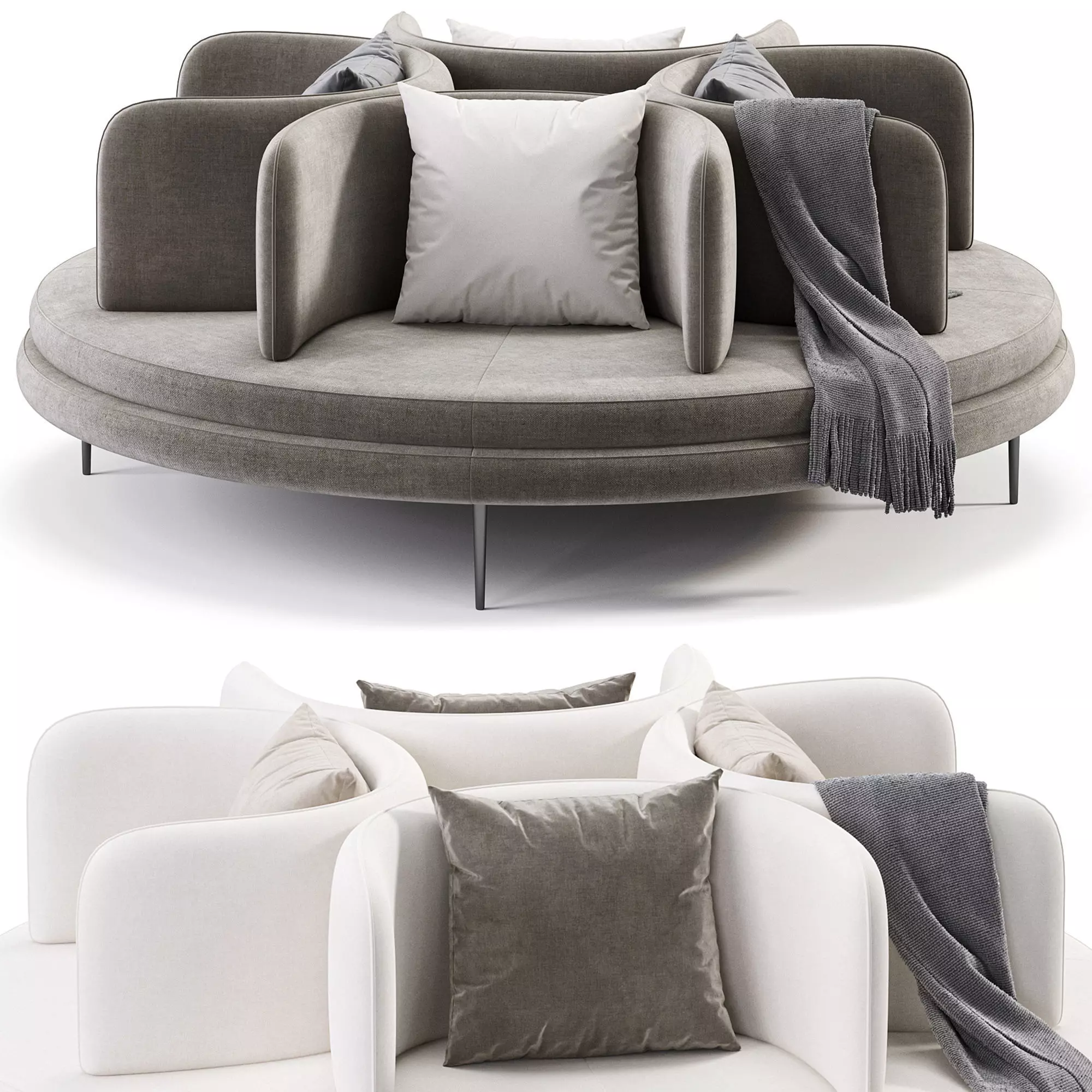 Circlet Velvet Roundabout Sofa Cream 3D model