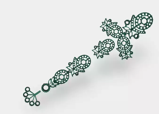 unique necklace 3d model with all parts 
