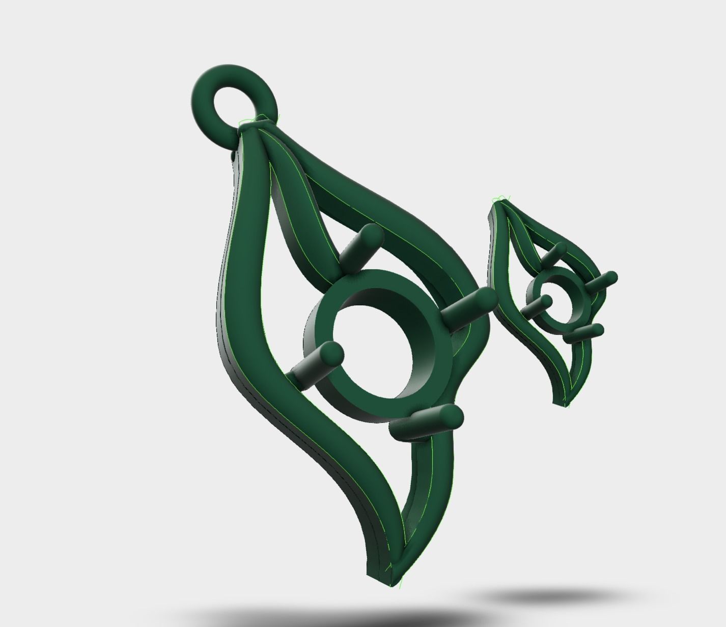 modern style single stone pendant and earrings pair  3D print model_2