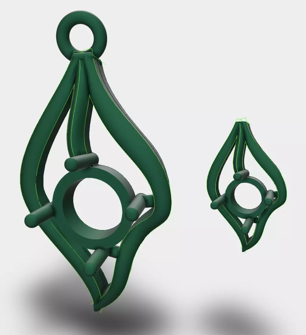 modern style single stone pendant and earrings pair  3D print model_0