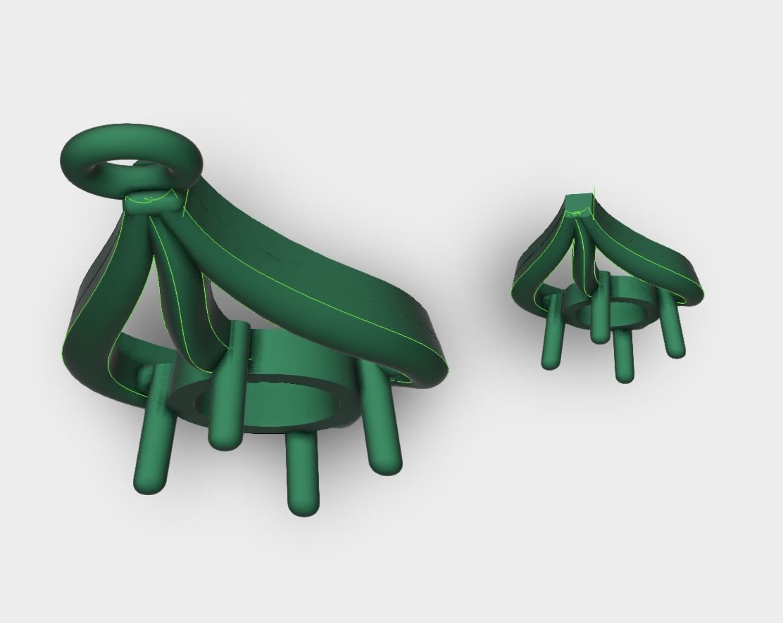 modern style single stone pendant and earrings pair  3D print model_1