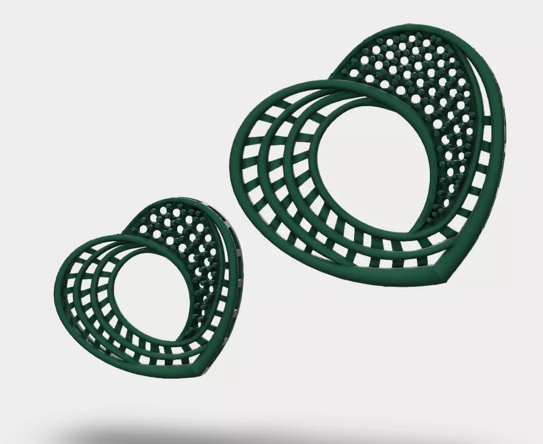 heart shaped diamond pendant and earrings set 3D model 3D print model_0