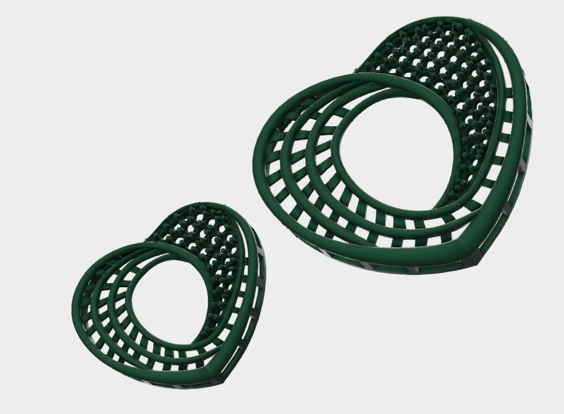 heart shaped diamond pendant and earrings set 3D model 3D print model_2