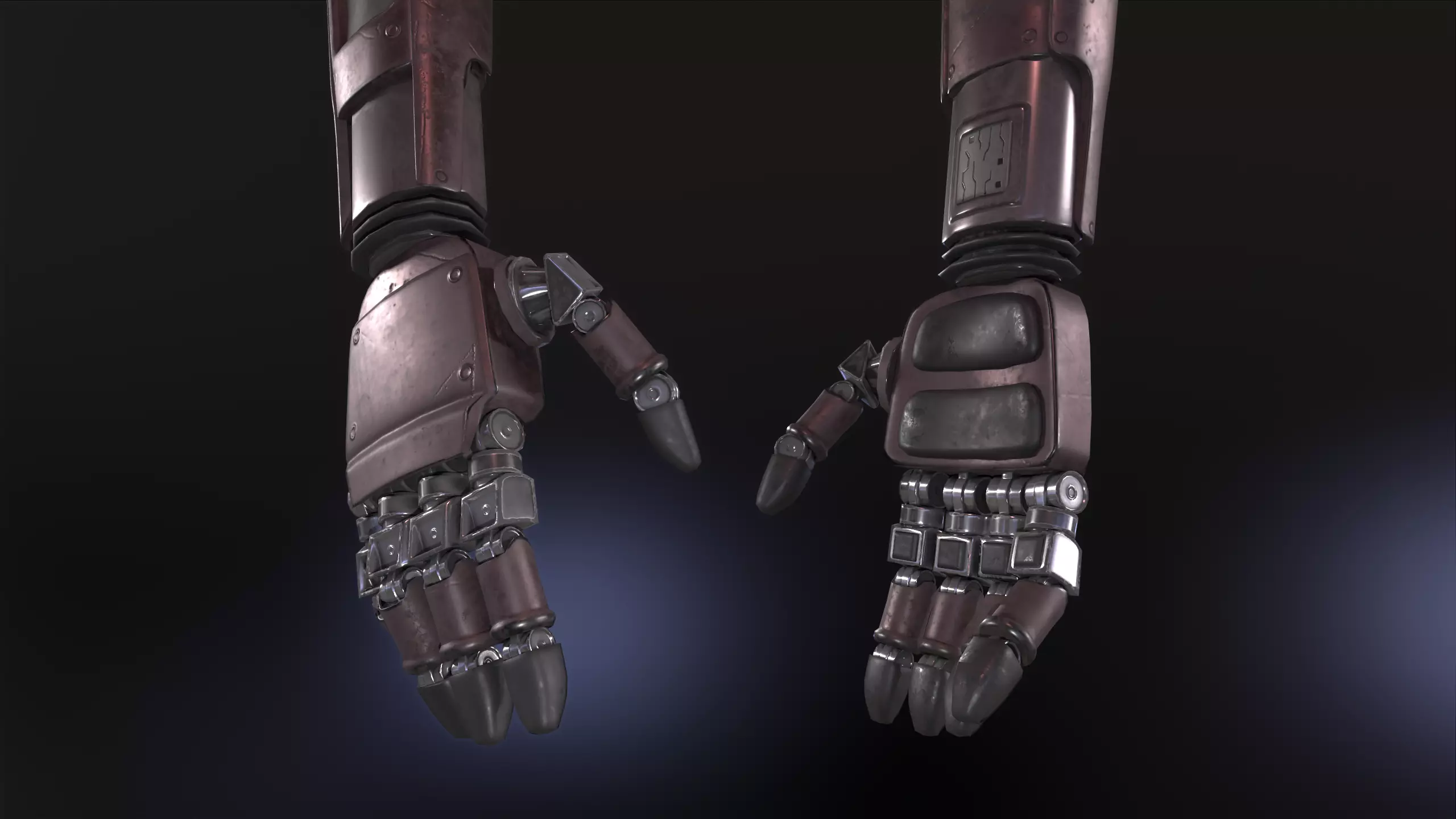 Low poly metallic arm for game Low-poly 3D model