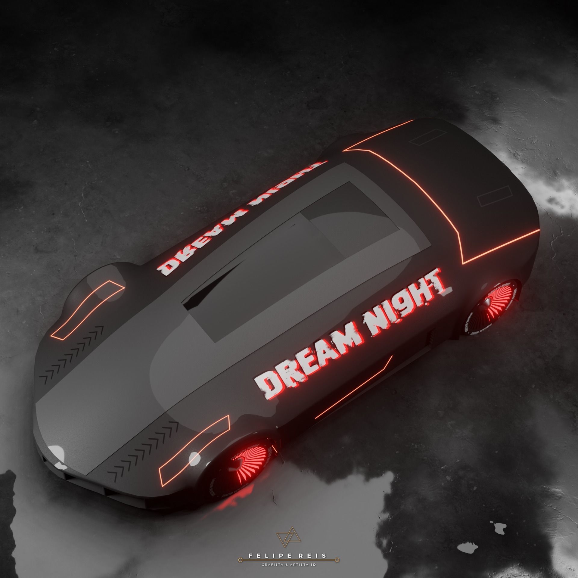 Futuristic Car Dream Night 3D model_4