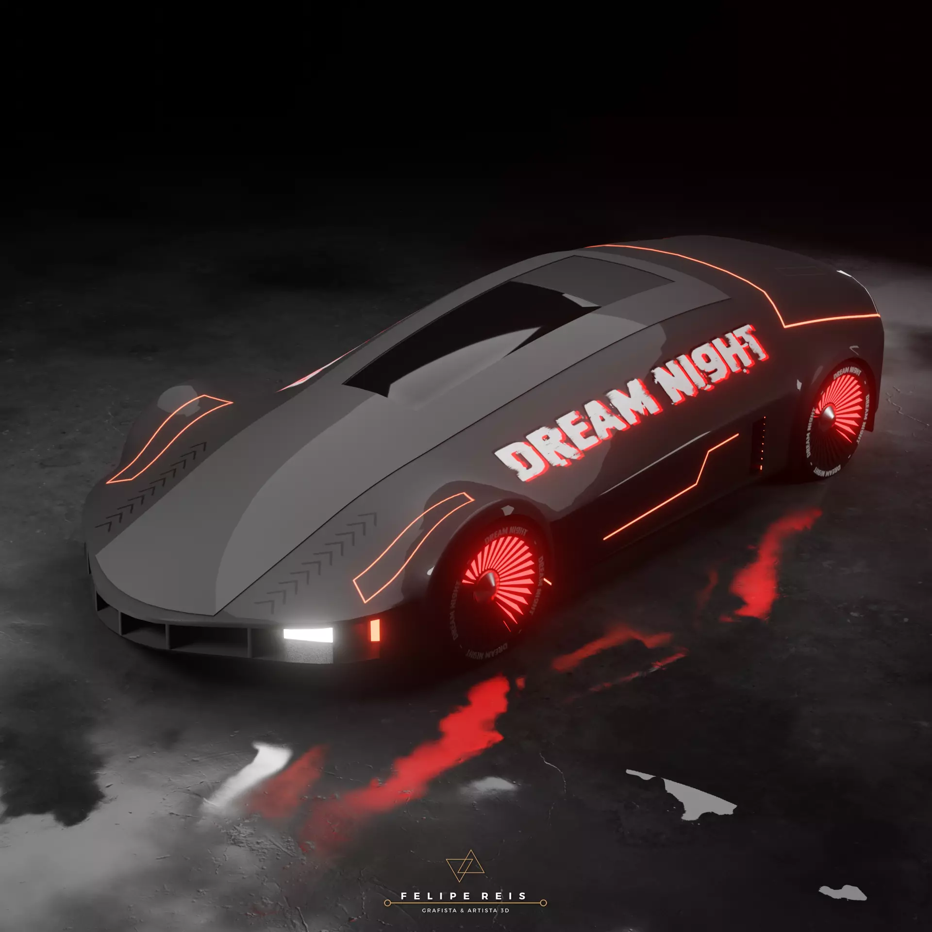 Futuristic Car Dream Night 3D model_0
