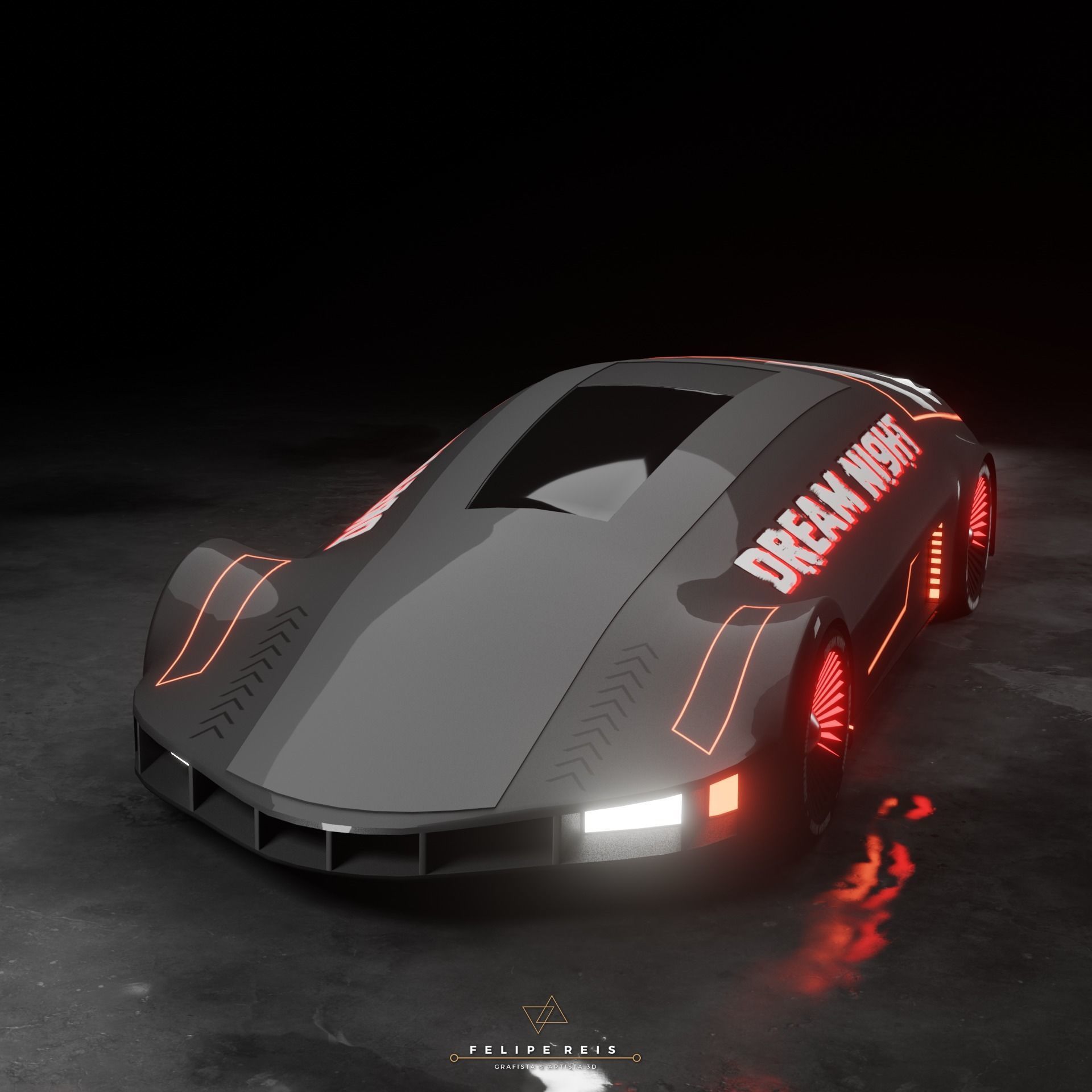 Futuristic Car Dream Night 3D model_1