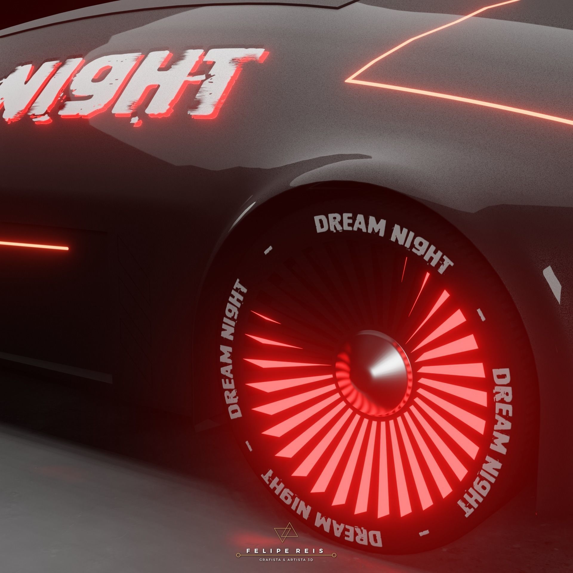 Futuristic Car Dream Night 3D model_3