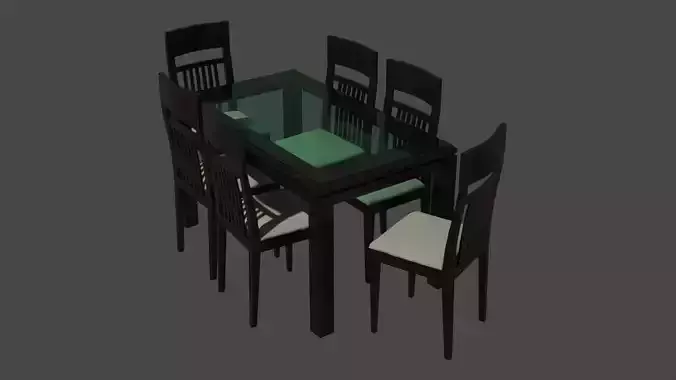 Table and chairs set 3D model