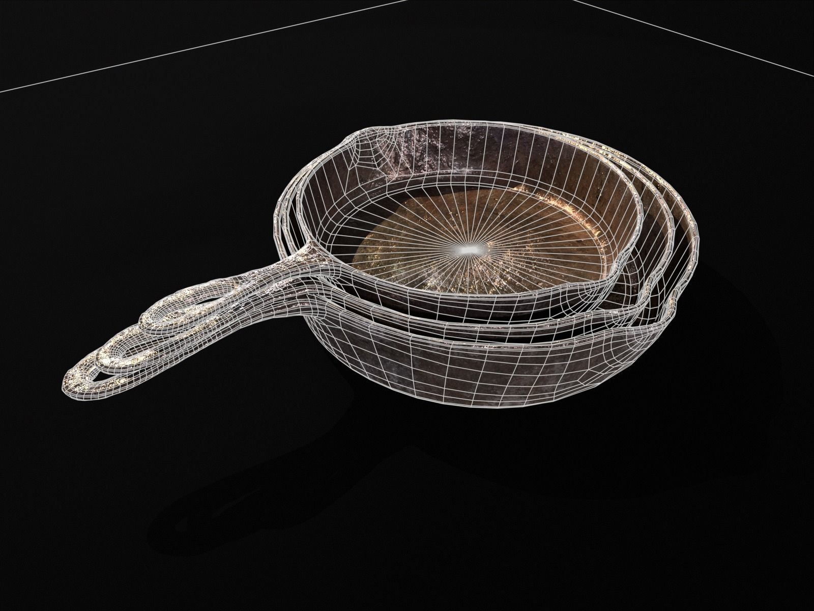 Old Iron Medieval Skillets Low-poly 3D model_17