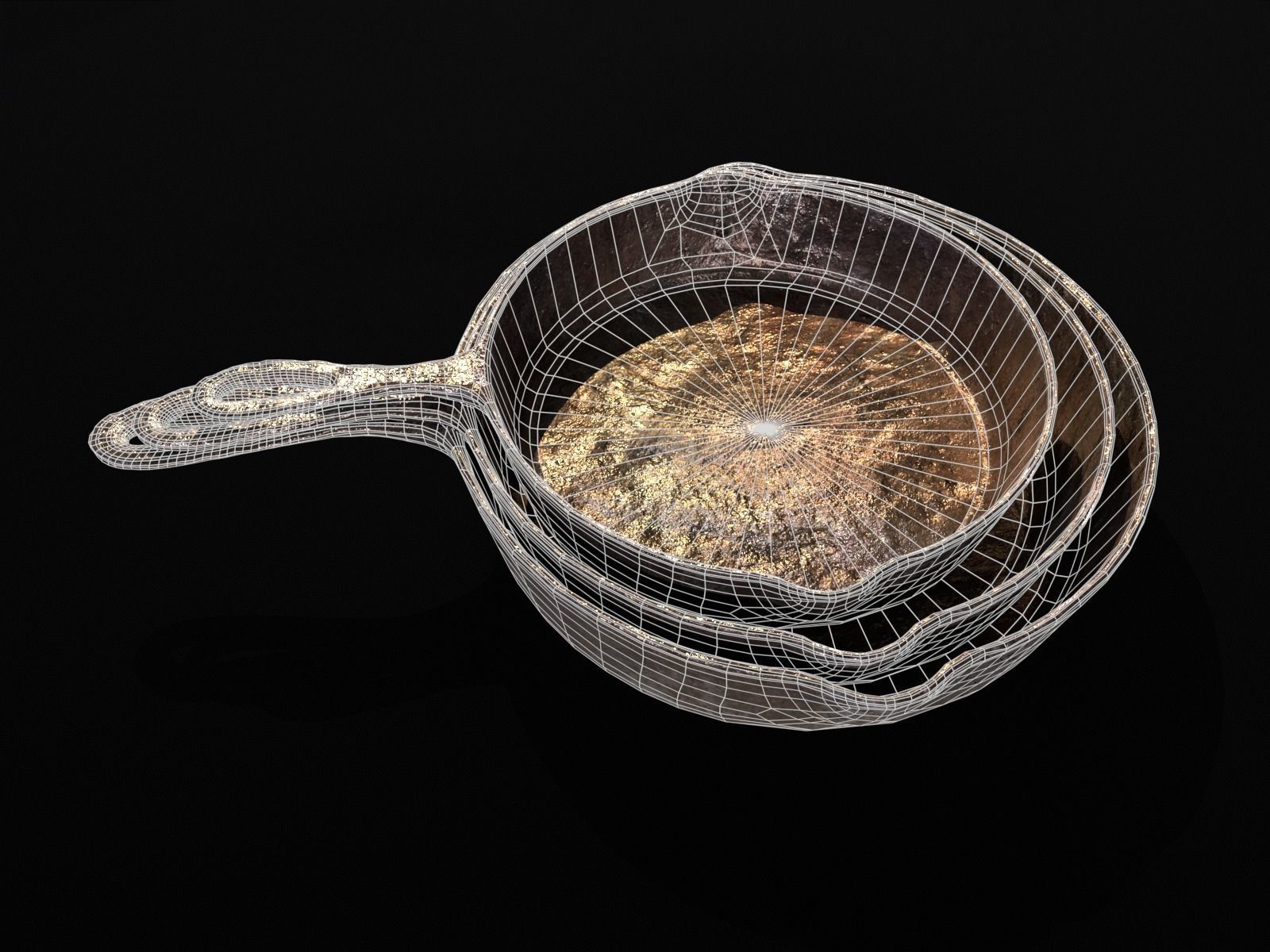 Old Iron Medieval Skillets Low-poly 3D model_19