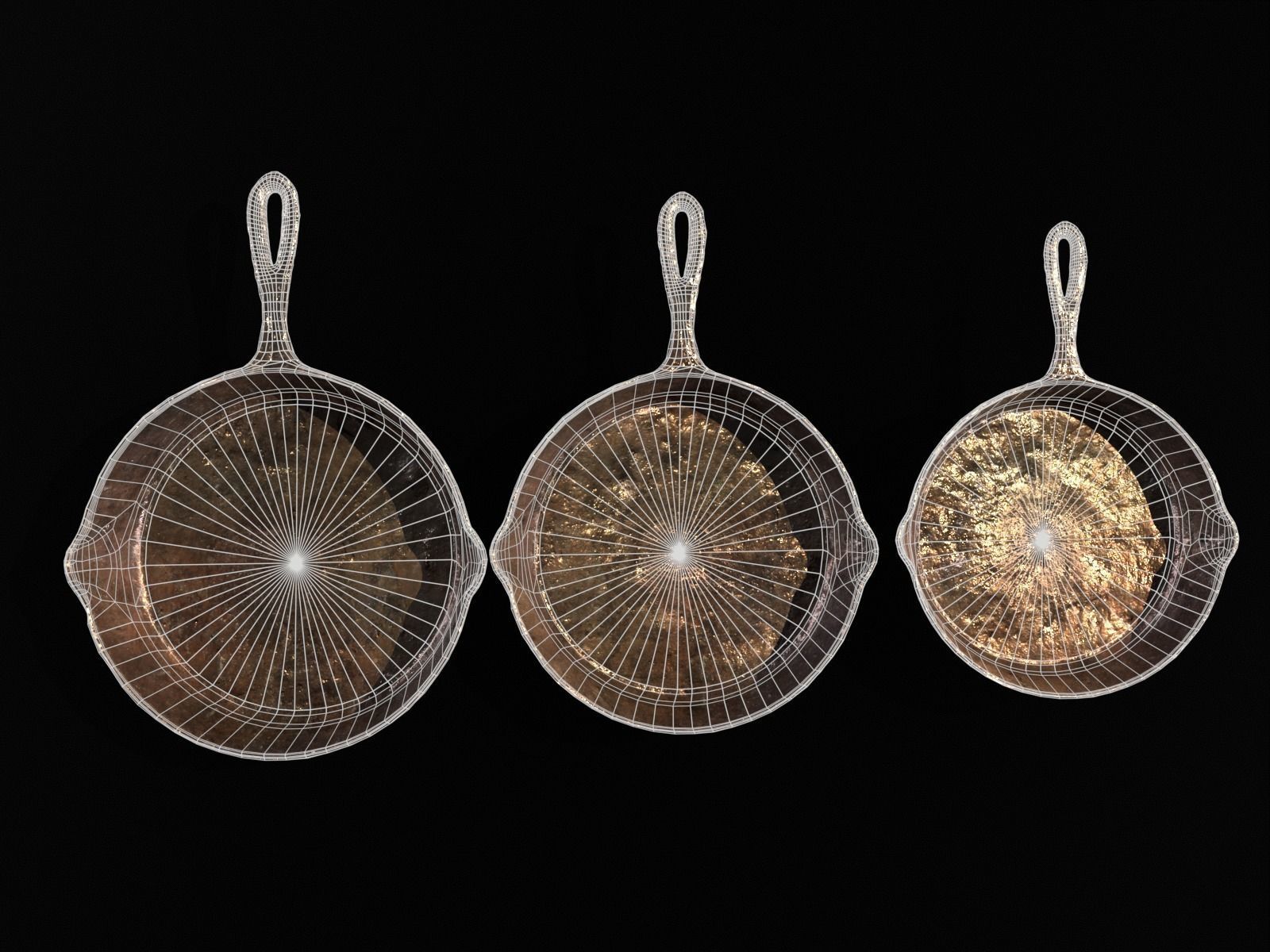 Old Iron Medieval Skillets Low-poly 3D model_25