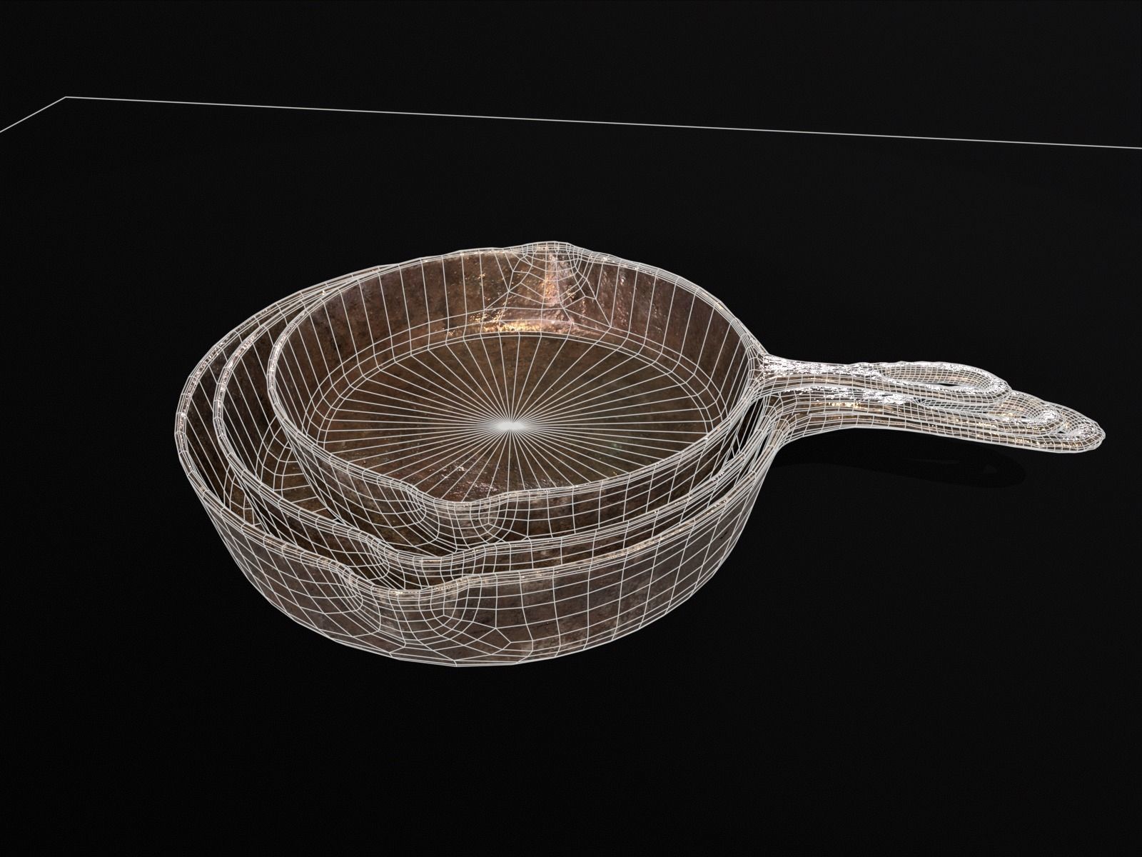 Old Iron Medieval Skillets Low-poly 3D model_7