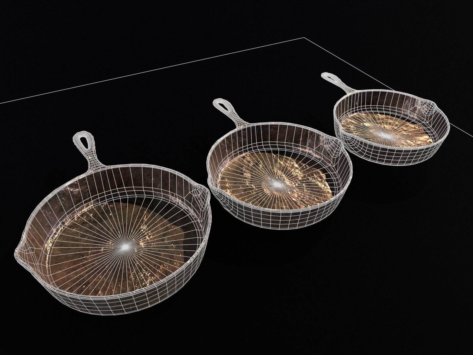 Old Iron Medieval Skillets Low-poly 3D model_23