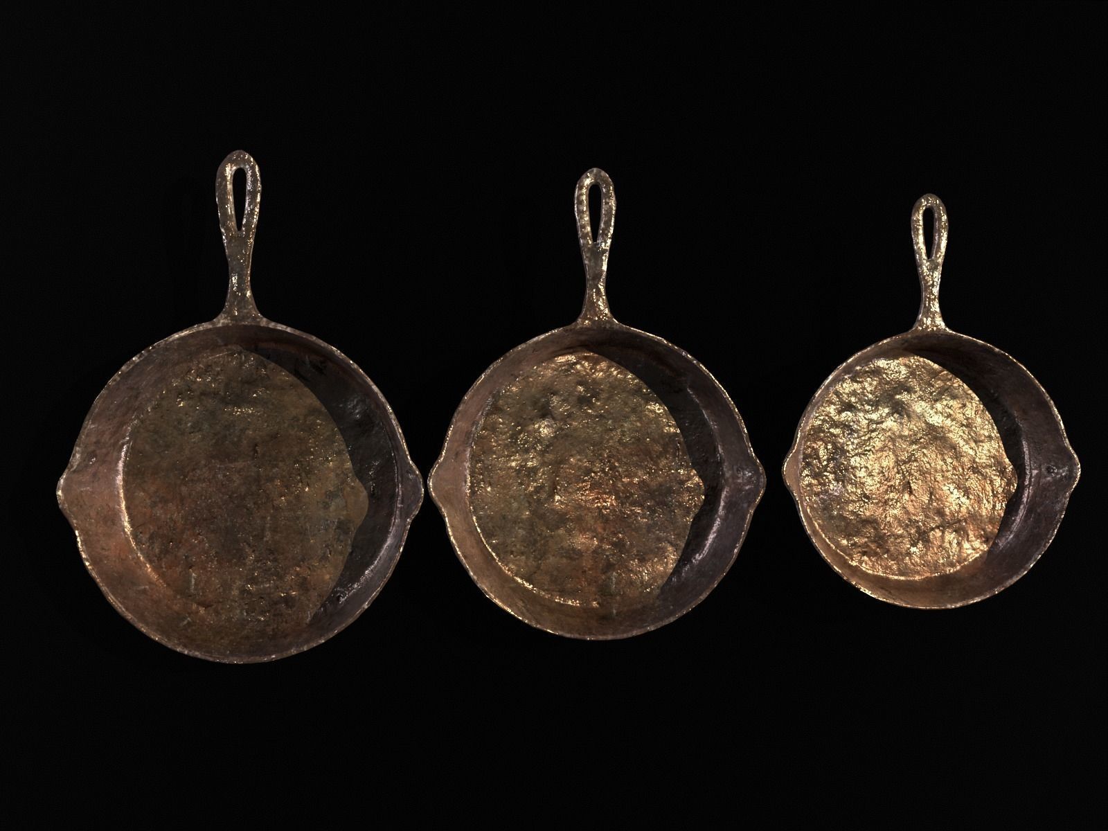 Old Iron Medieval Skillets Low-poly 3D model_24