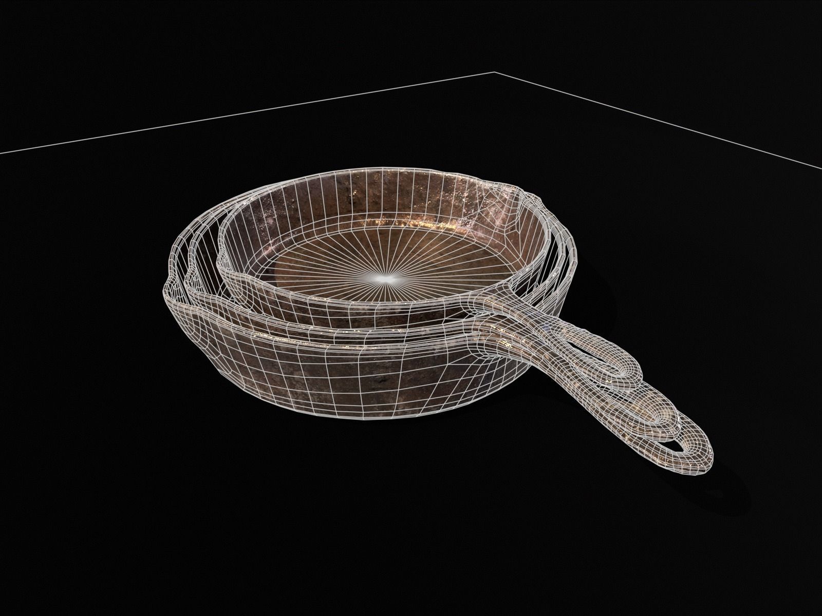 Old Iron Medieval Skillets Low-poly 3D model_11