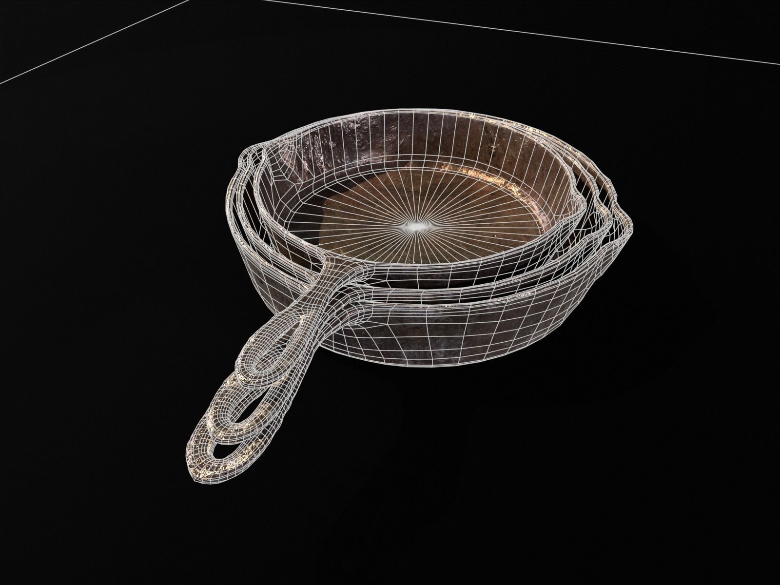 Old Iron Medieval Skillets Low-poly 3D model_15
