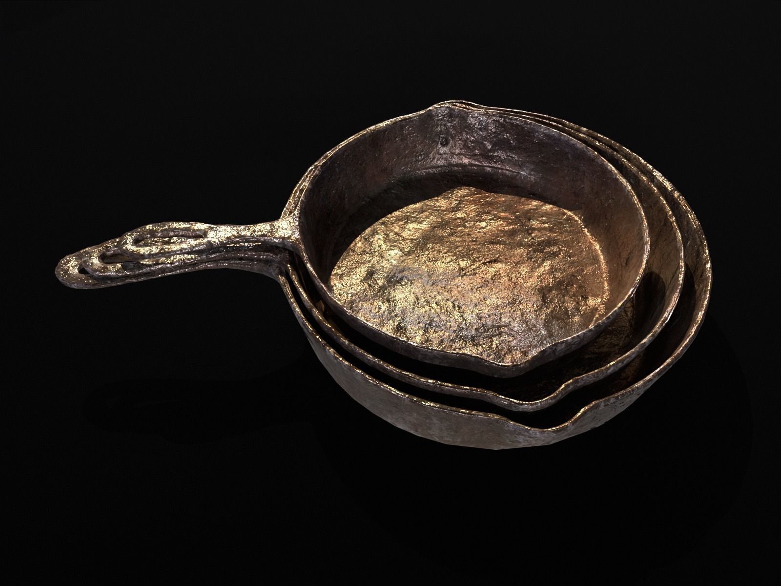 Old Iron Medieval Skillets Low-poly 3D model_18