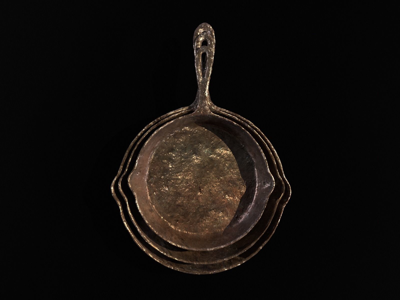Old Iron Medieval Skillets Low-poly 3D model_20