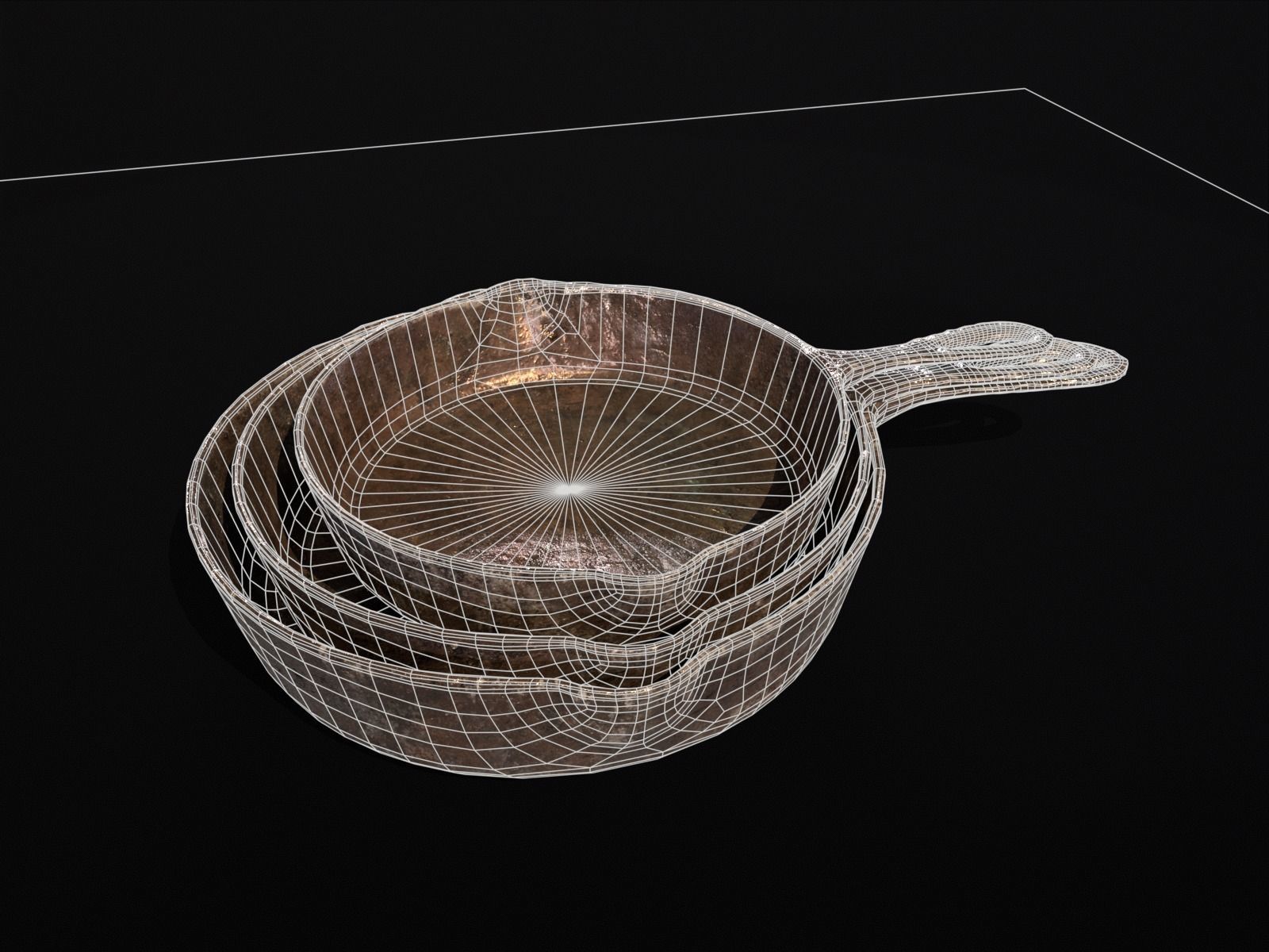 Old Iron Medieval Skillets Low-poly 3D model_5