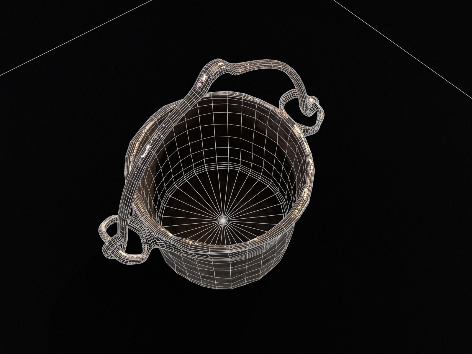 Old Medieval Iron Cauldron Low-poly 3D model_17