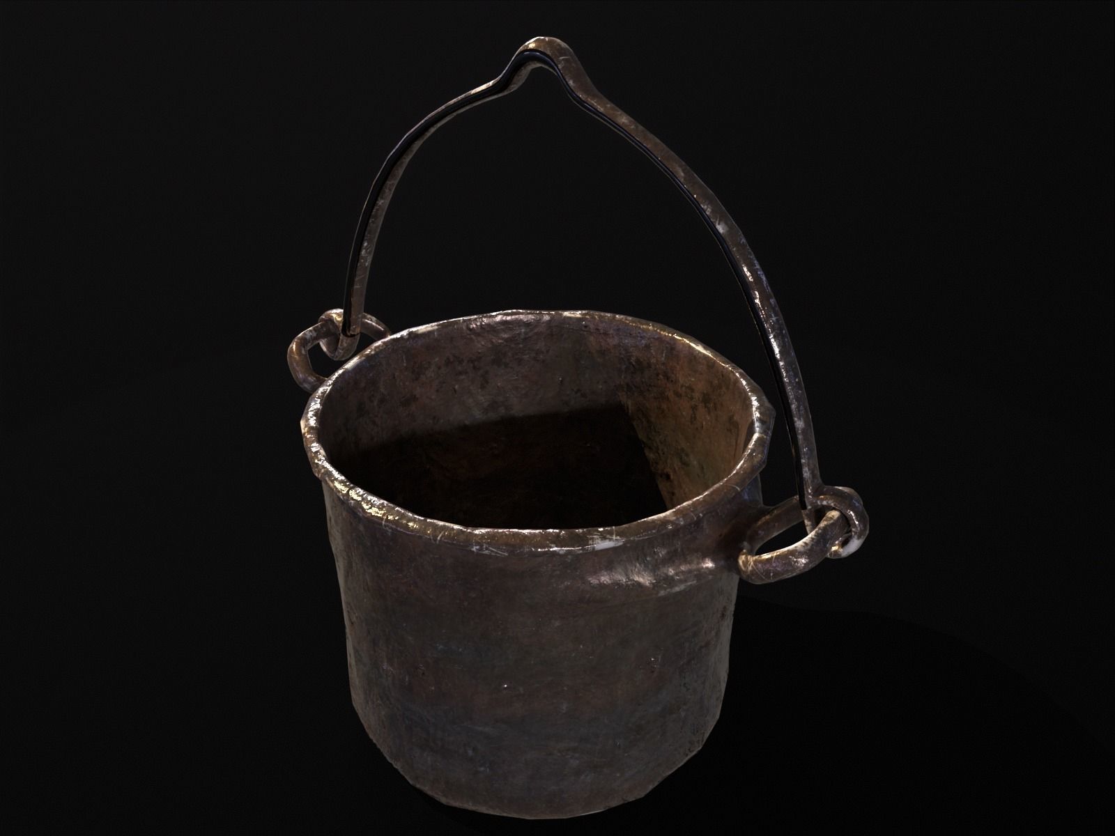 Old Medieval Iron Cauldron Low-poly 3D model_8