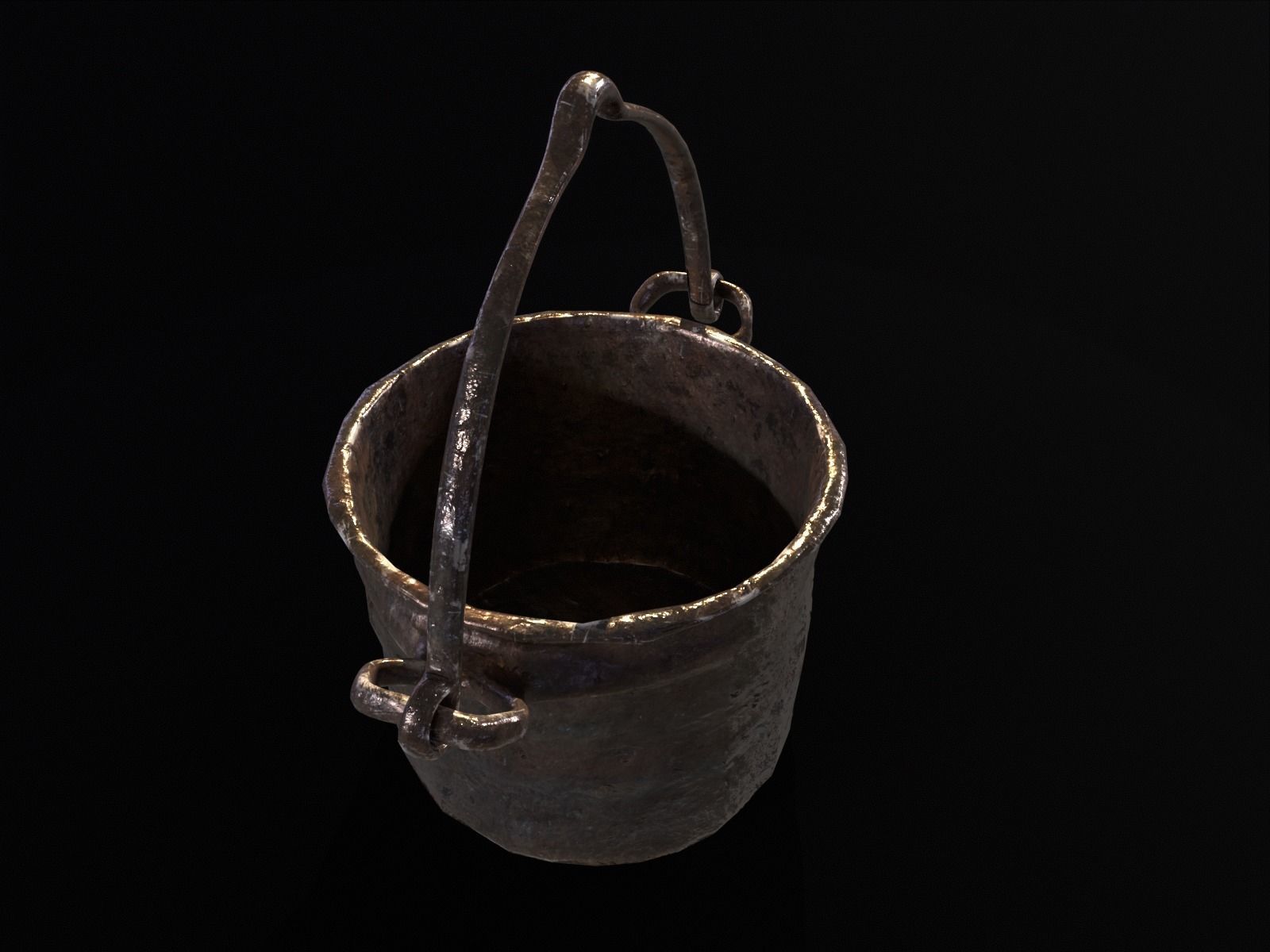 Old Medieval Iron Cauldron Low-poly 3D model_14