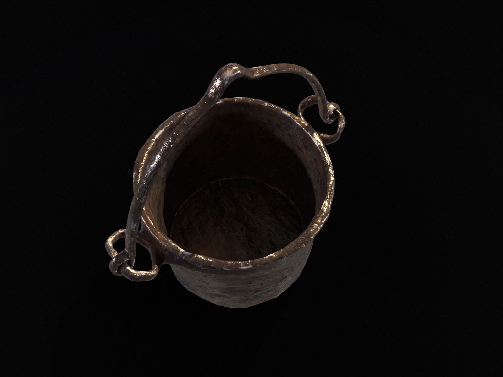 Old Medieval Iron Cauldron Low-poly 3D model_16