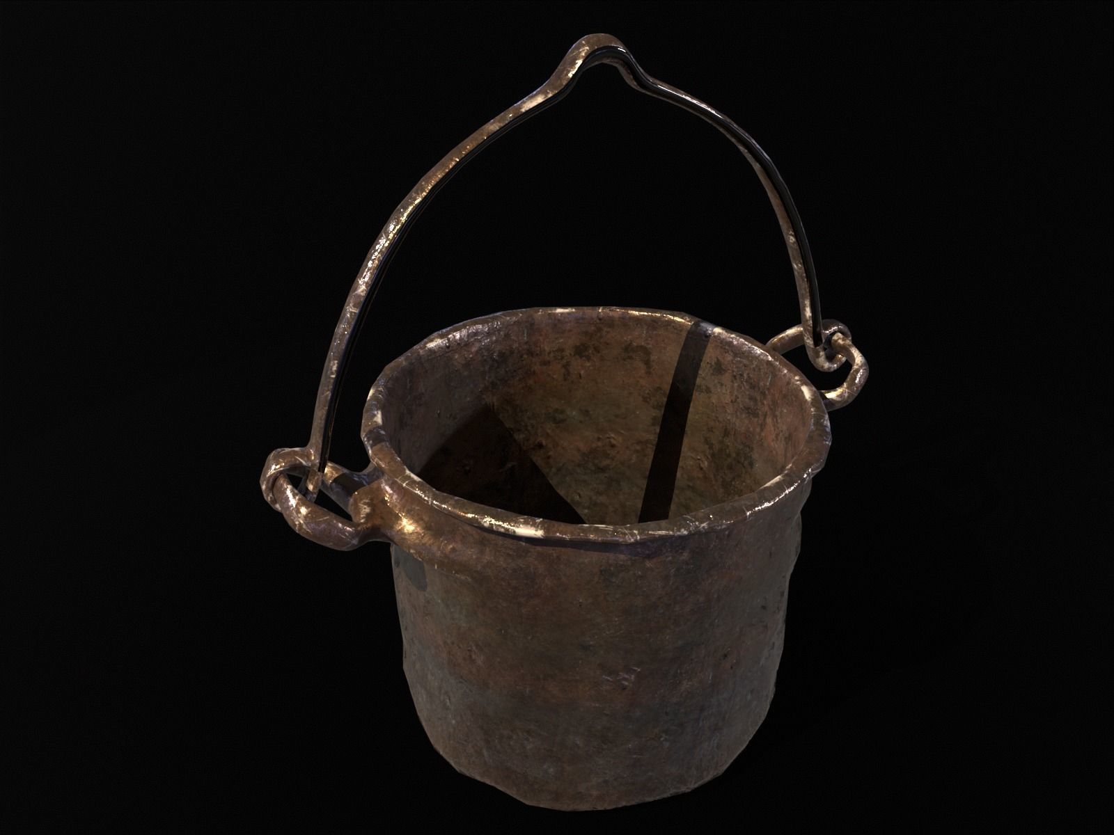 Old Medieval Iron Cauldron Low-poly 3D model_2