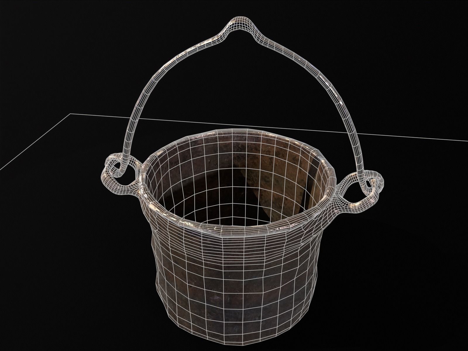 Old Medieval Iron Cauldron Low-poly 3D model_7