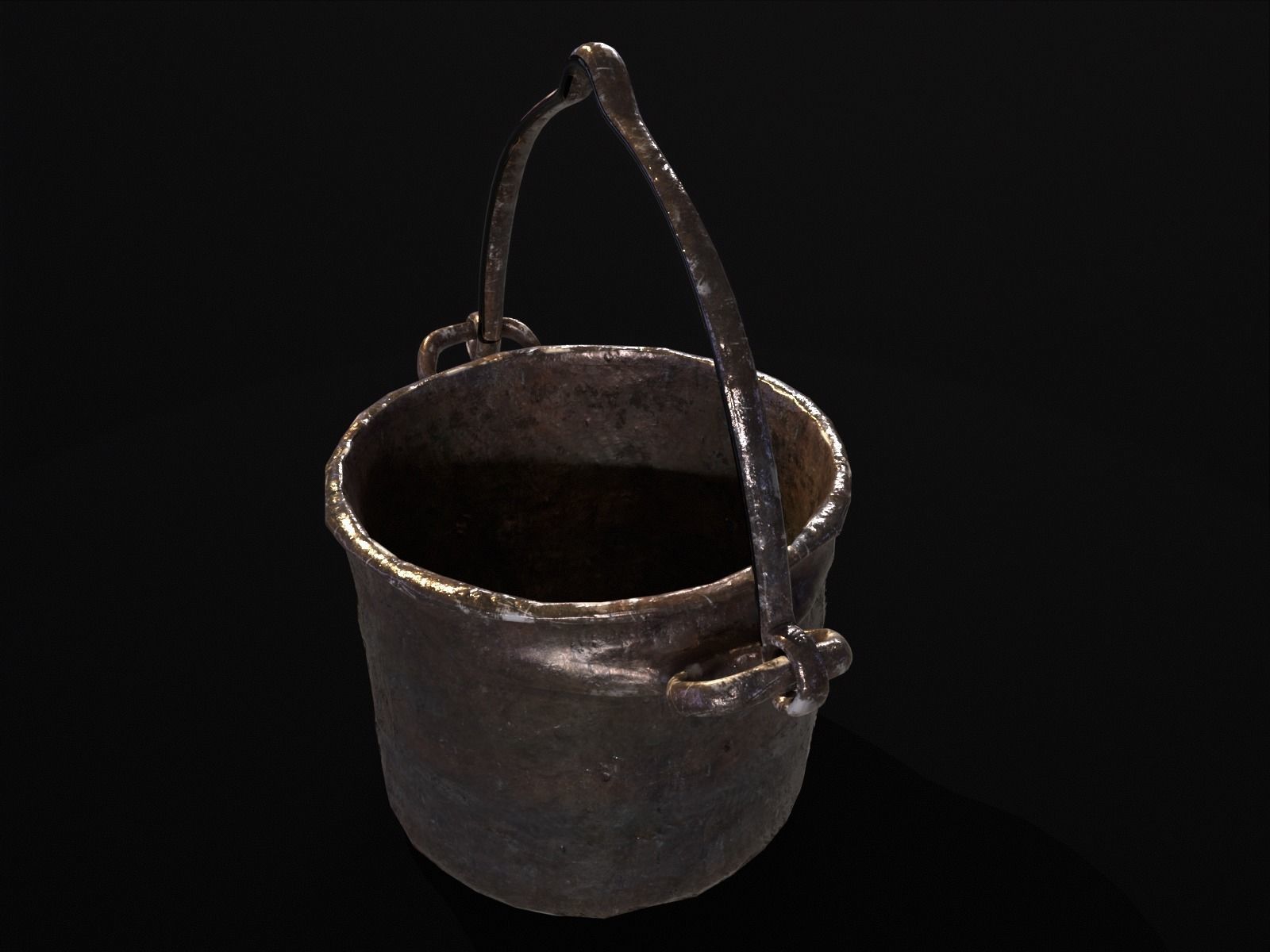 Old Medieval Iron Cauldron Low-poly 3D model_10
