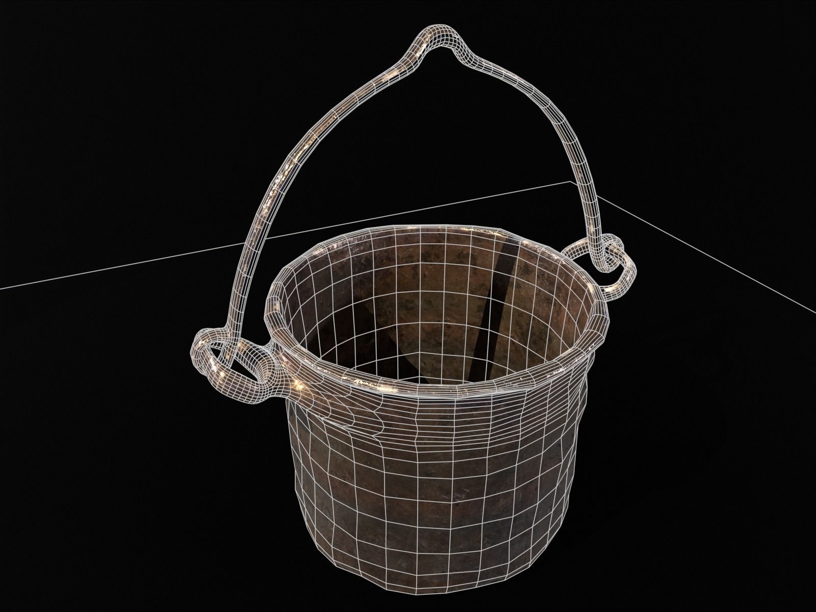 Old Medieval Iron Cauldron Low-poly 3D model_3