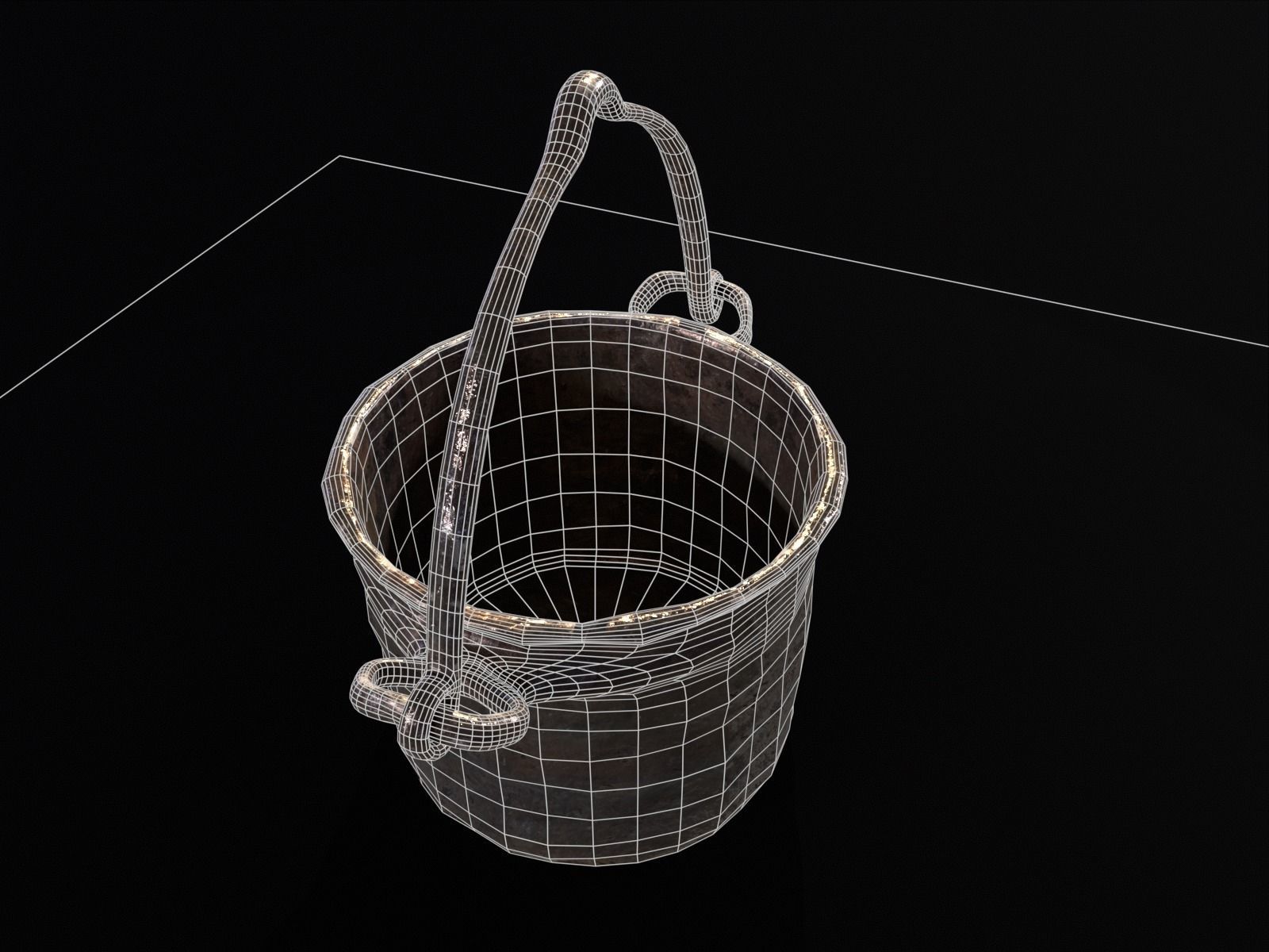 Old Medieval Iron Cauldron Low-poly 3D model_15