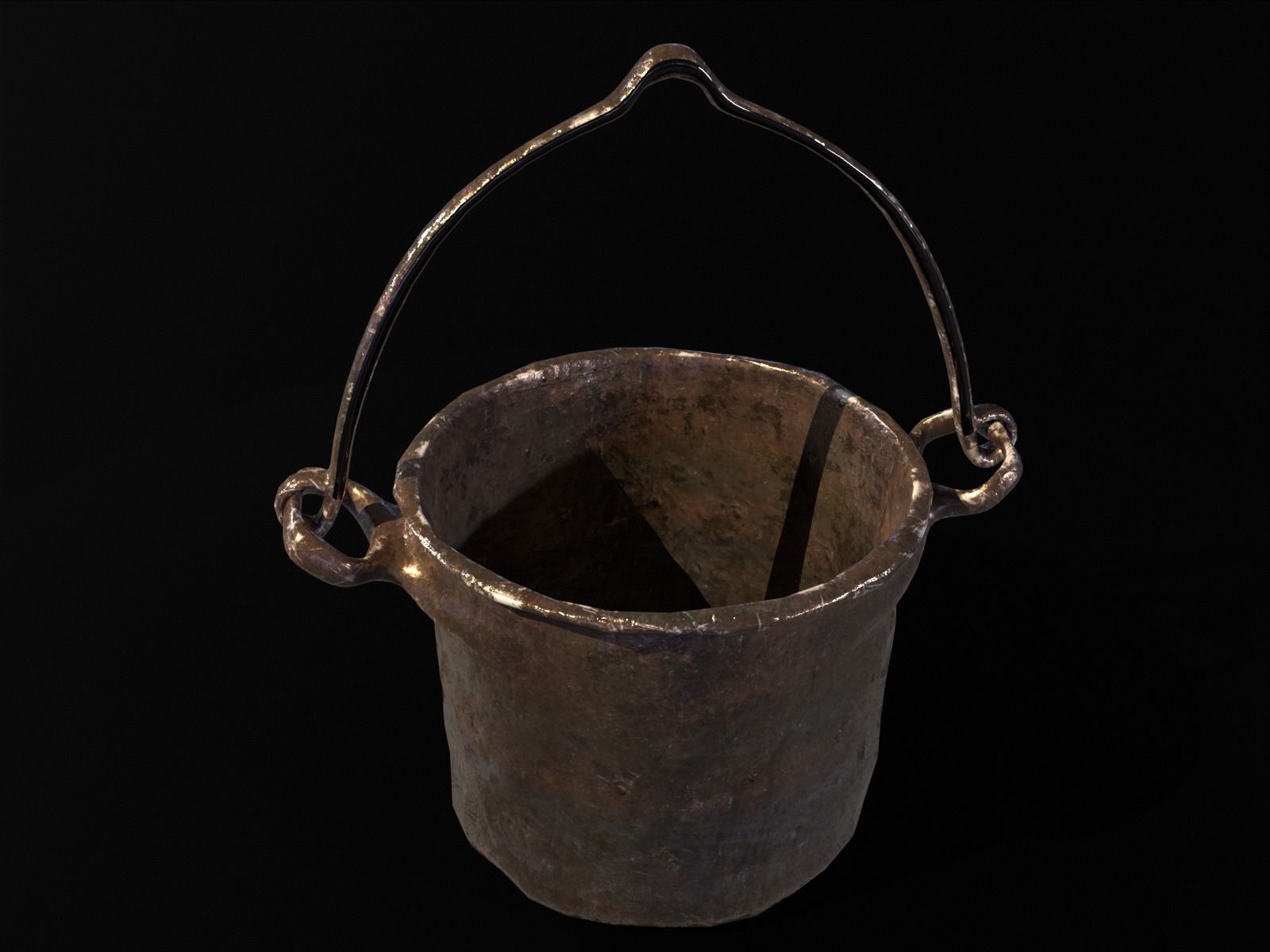 Old Medieval Iron Cauldron Low-poly 3D model_4