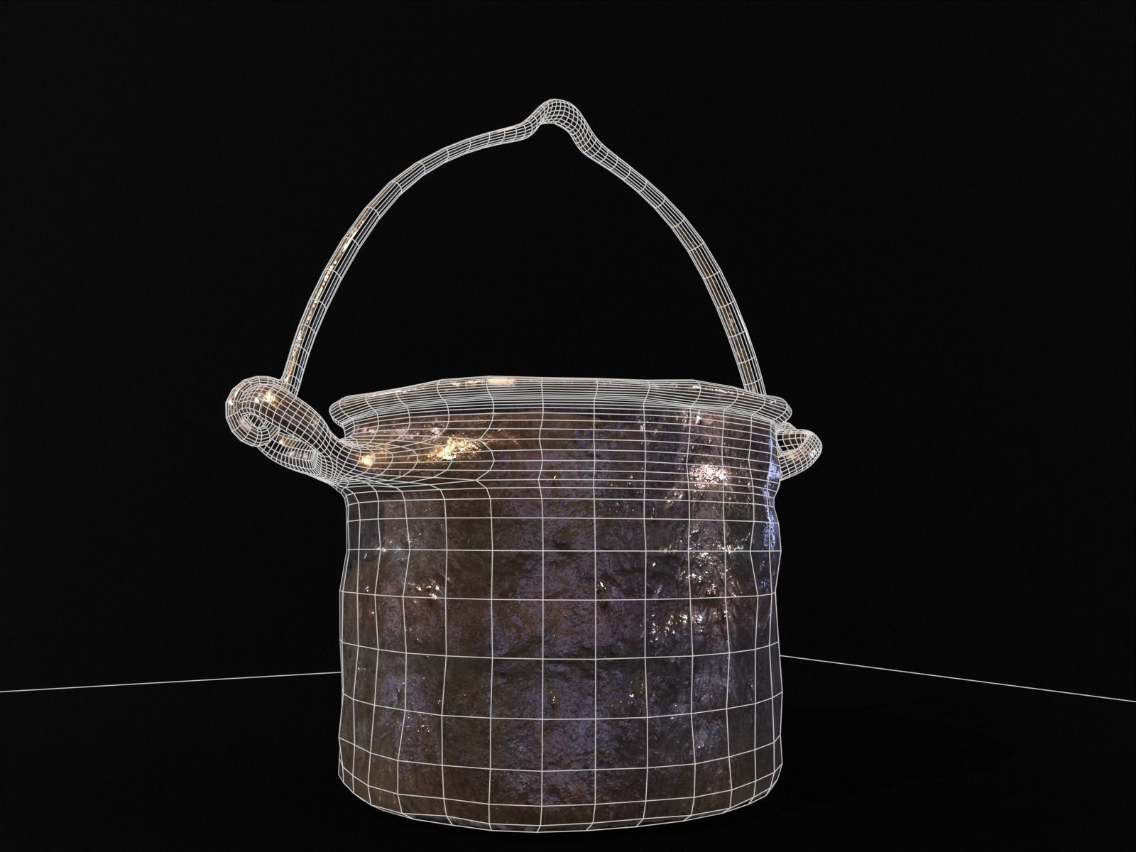 Old Medieval Iron Cauldron Low-poly 3D model_19