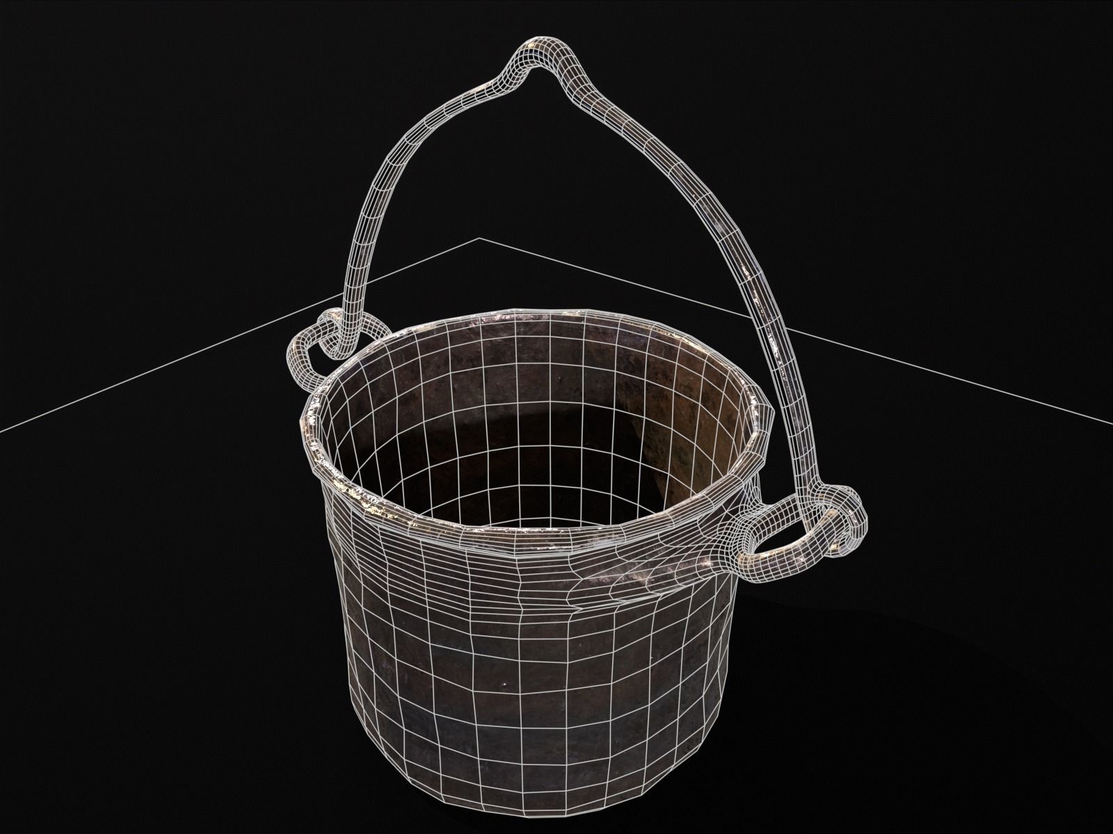 Old Medieval Iron Cauldron Low-poly 3D model_9