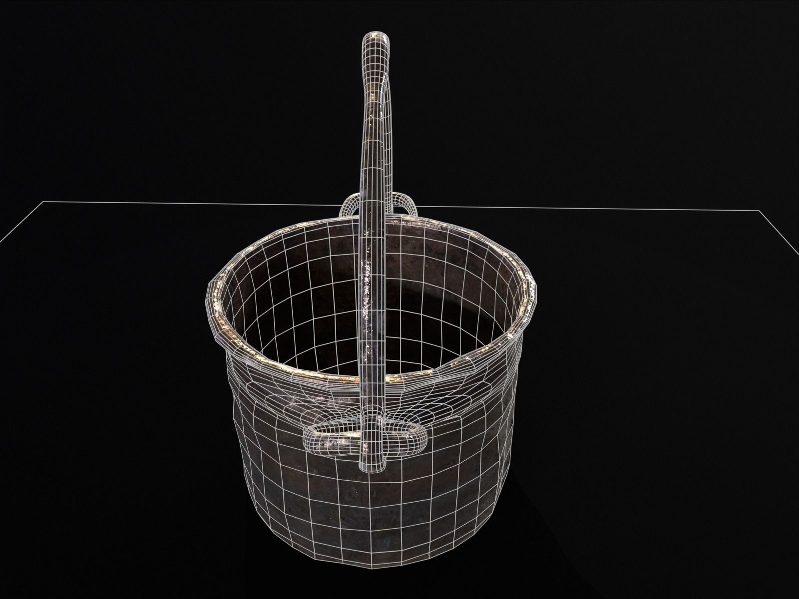 Old Medieval Iron Cauldron Low-poly 3D model_13