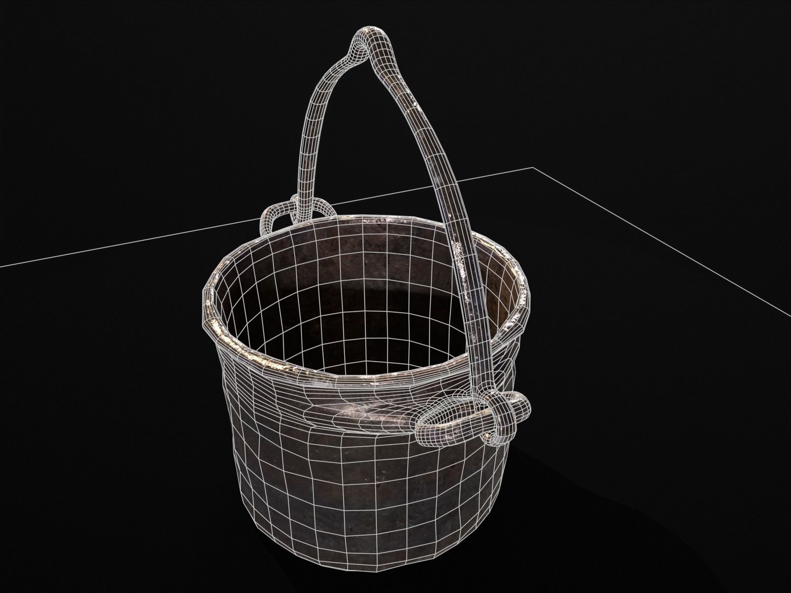 Old Medieval Iron Cauldron Low-poly 3D model_11
