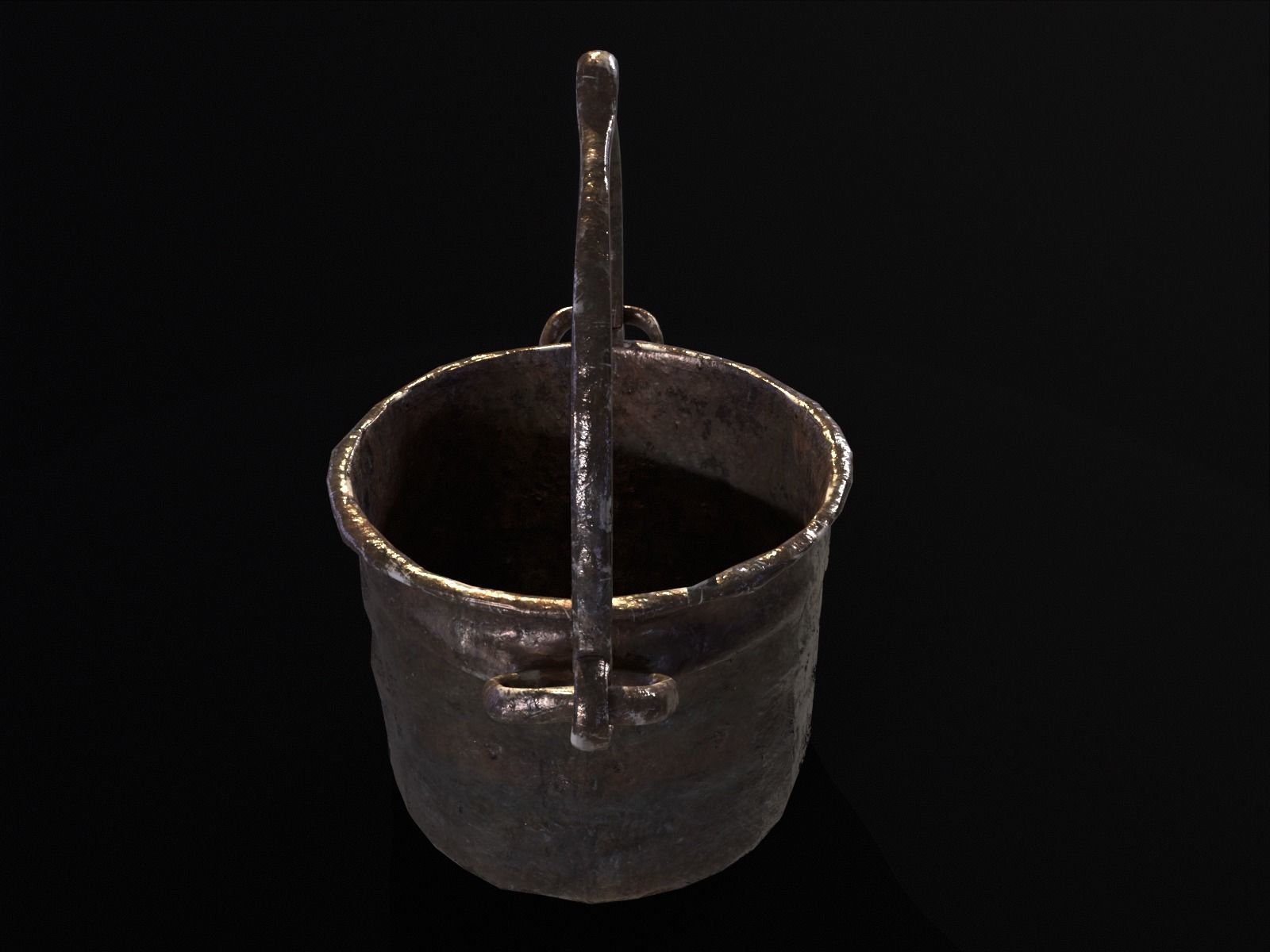 Old Medieval Iron Cauldron Low-poly 3D model_12