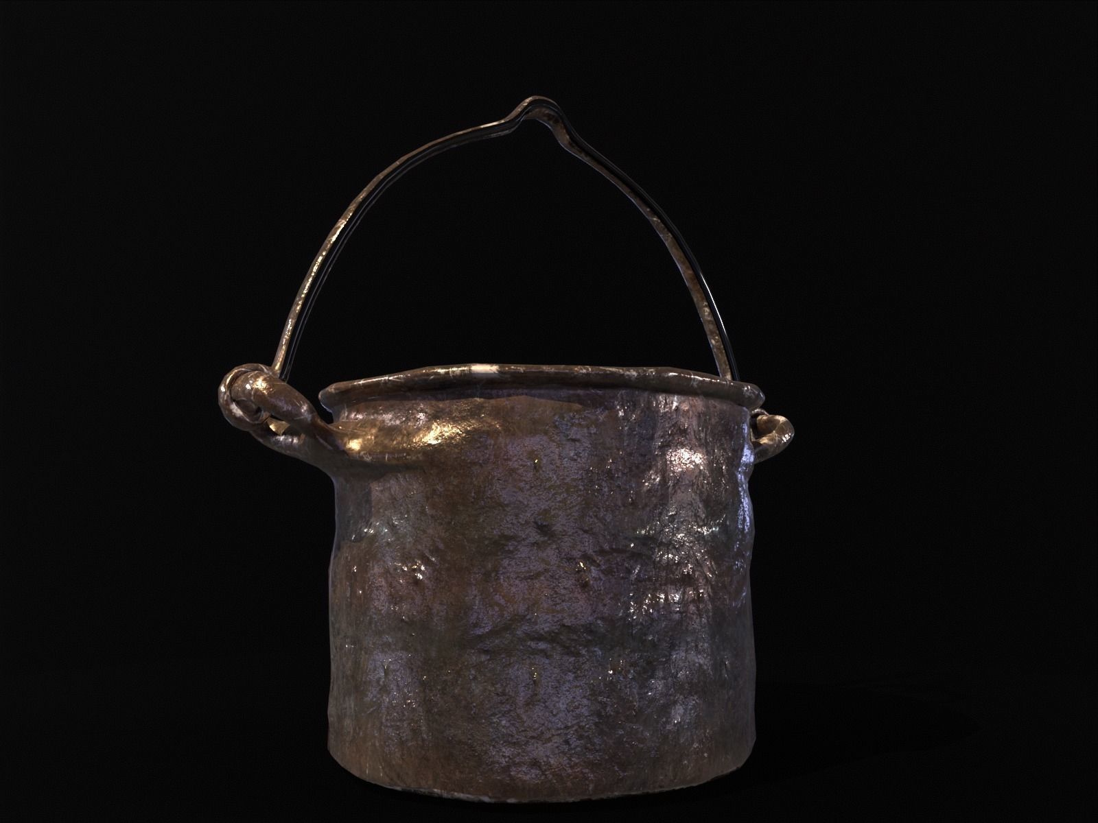 Old Medieval Iron Cauldron Low-poly 3D model_18