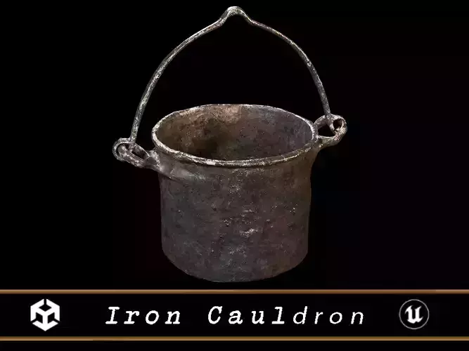 Old Medieval Iron Cauldron Low-poly 3D model