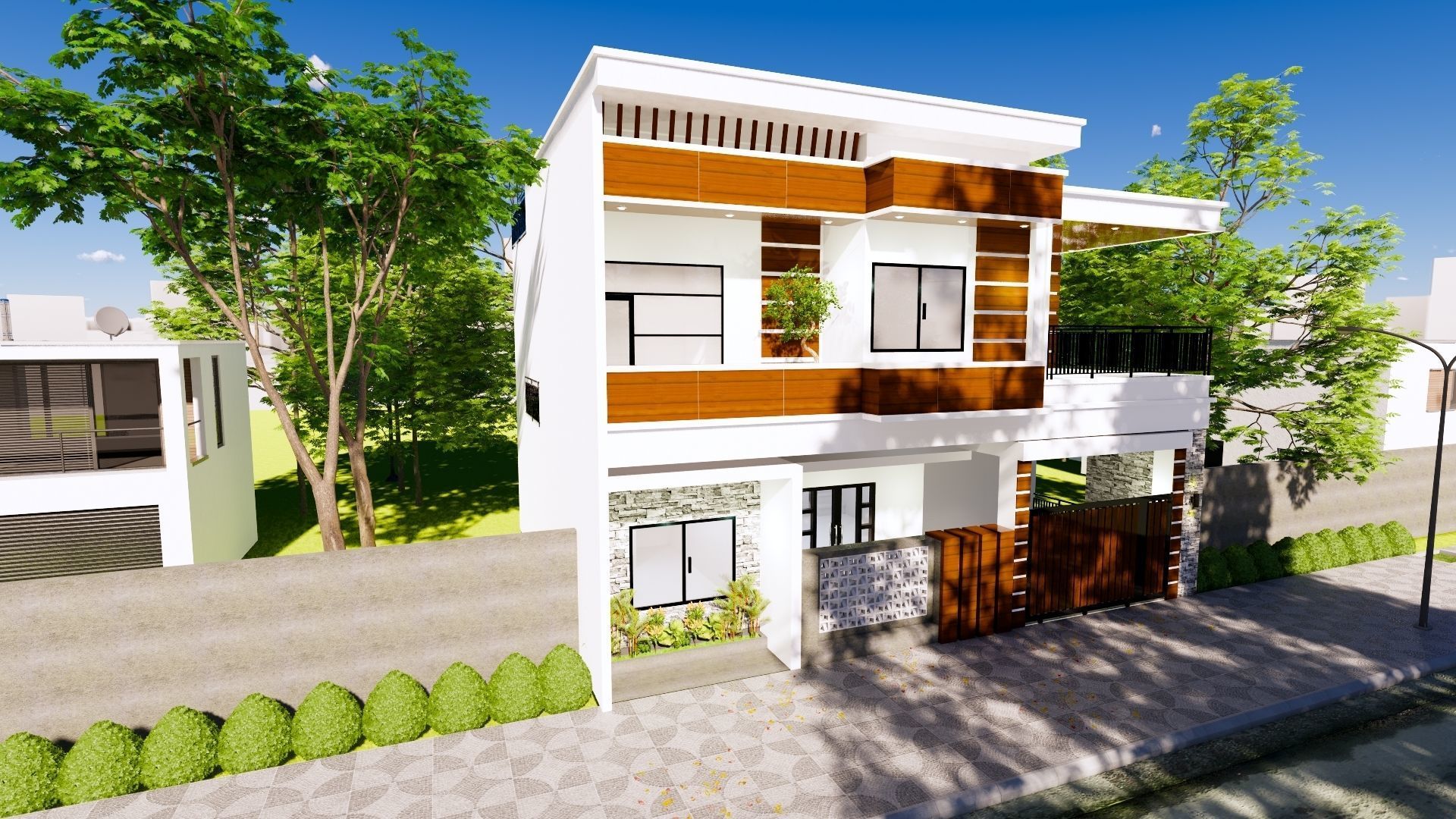 2 Floor House Design Modern Style 3D model_6