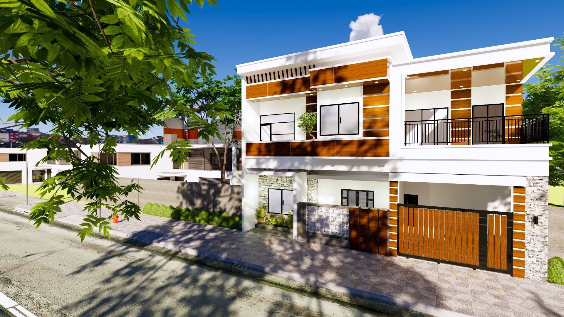 2 Floor House Design Modern Style 3D model_16